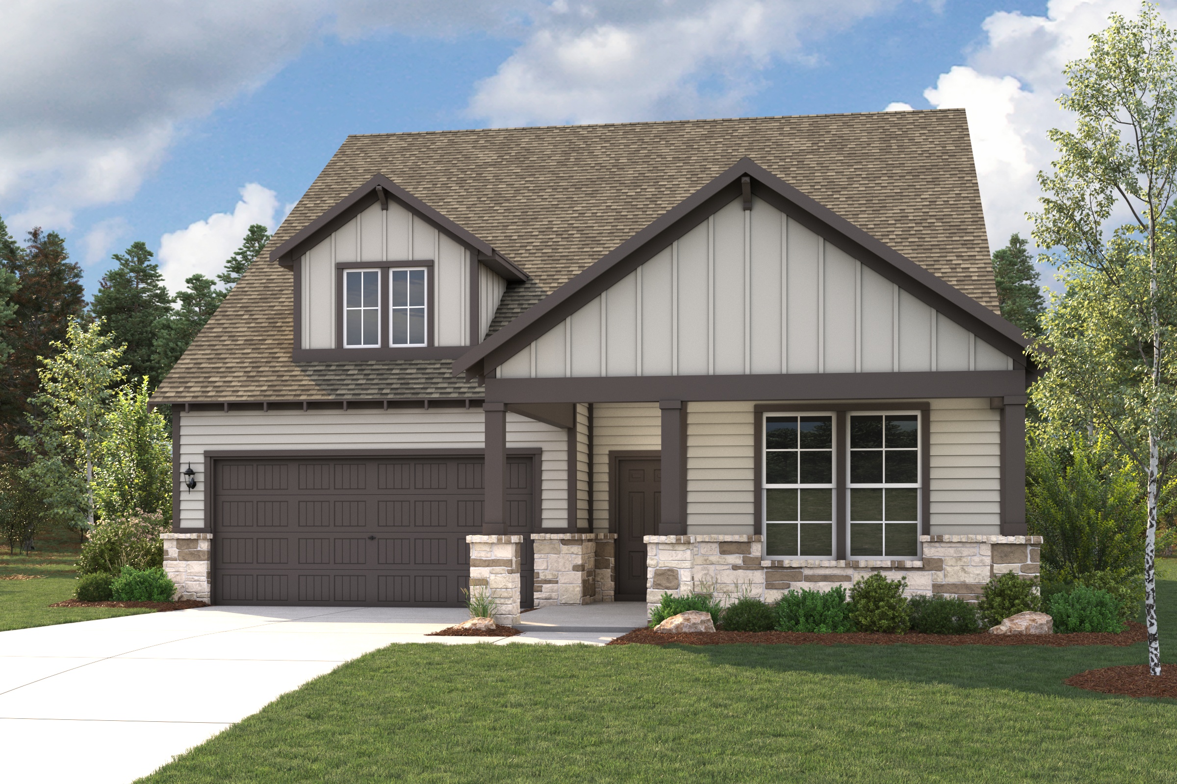 A house with a garage.