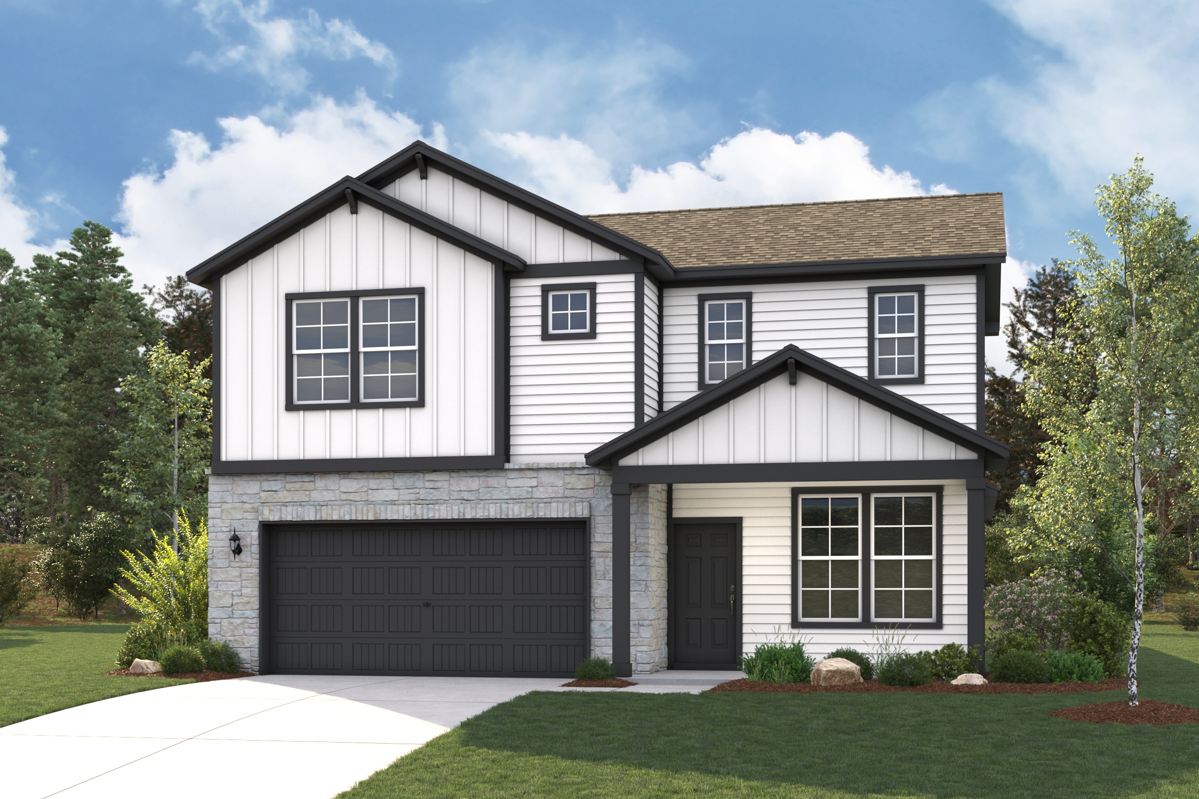 A house with a garage.