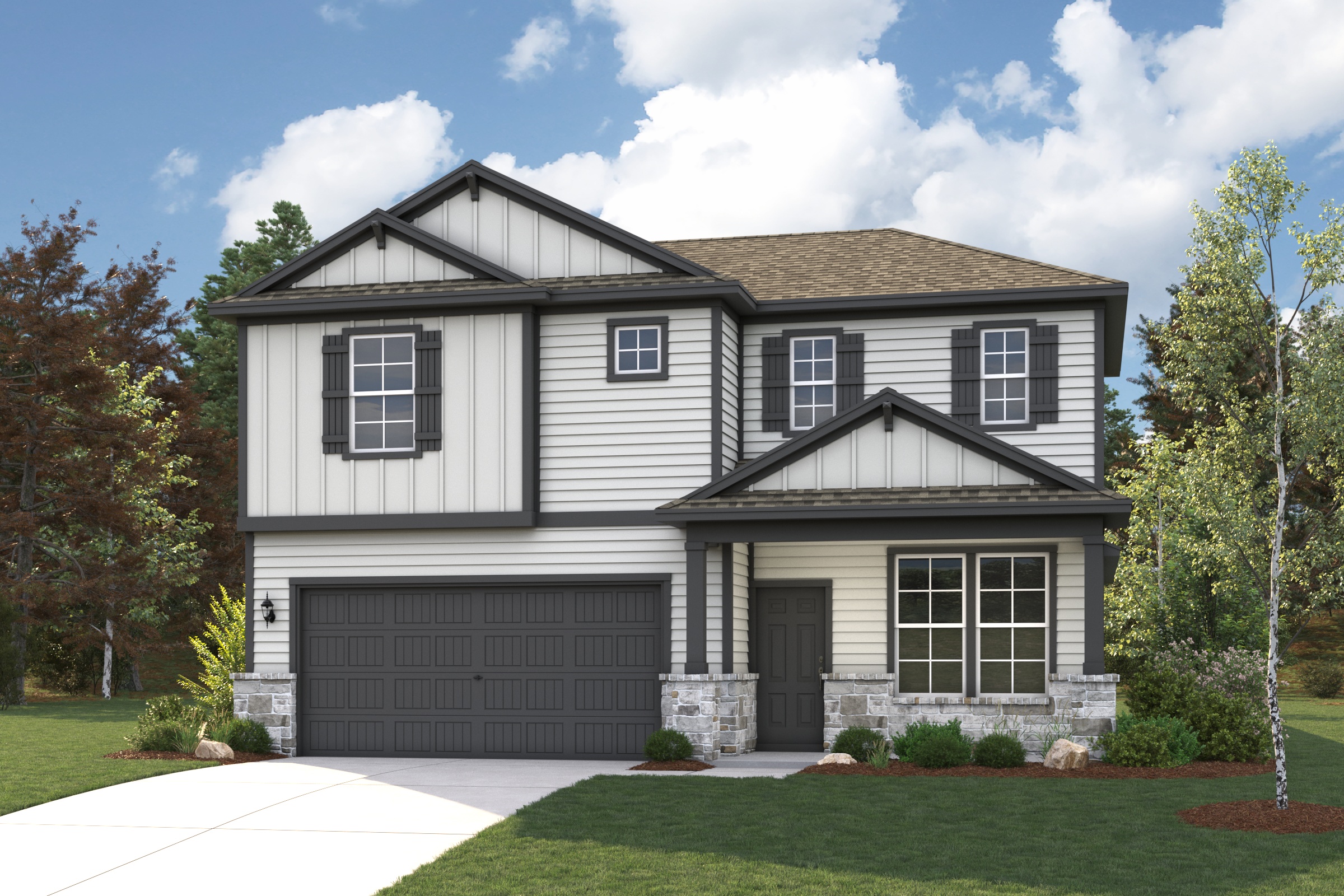 A house with a garage.