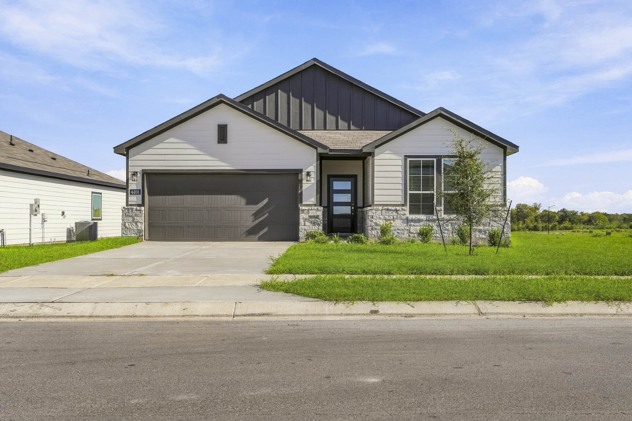 A house with a garage.