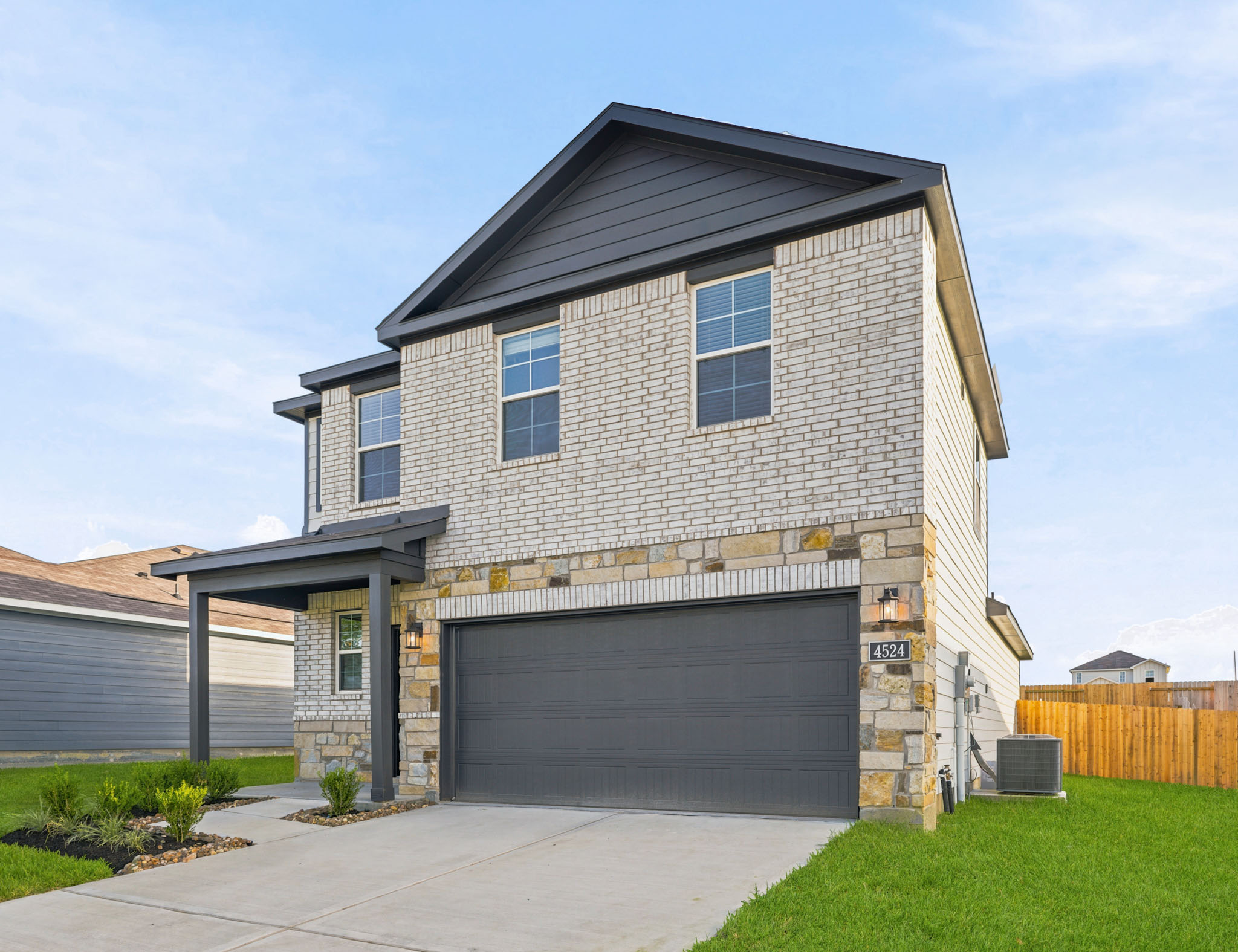 A house with a garage.