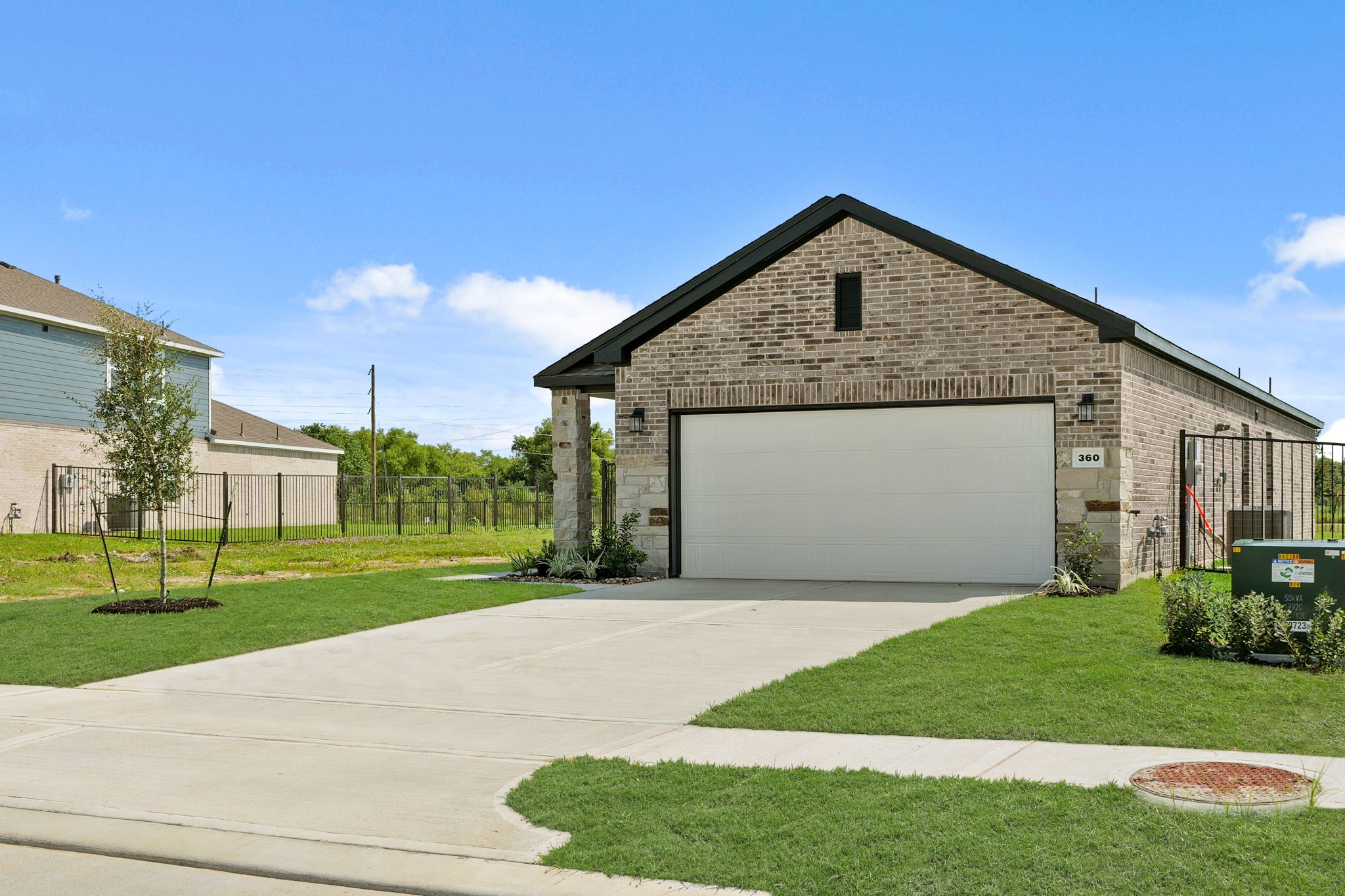 A house with a garage.