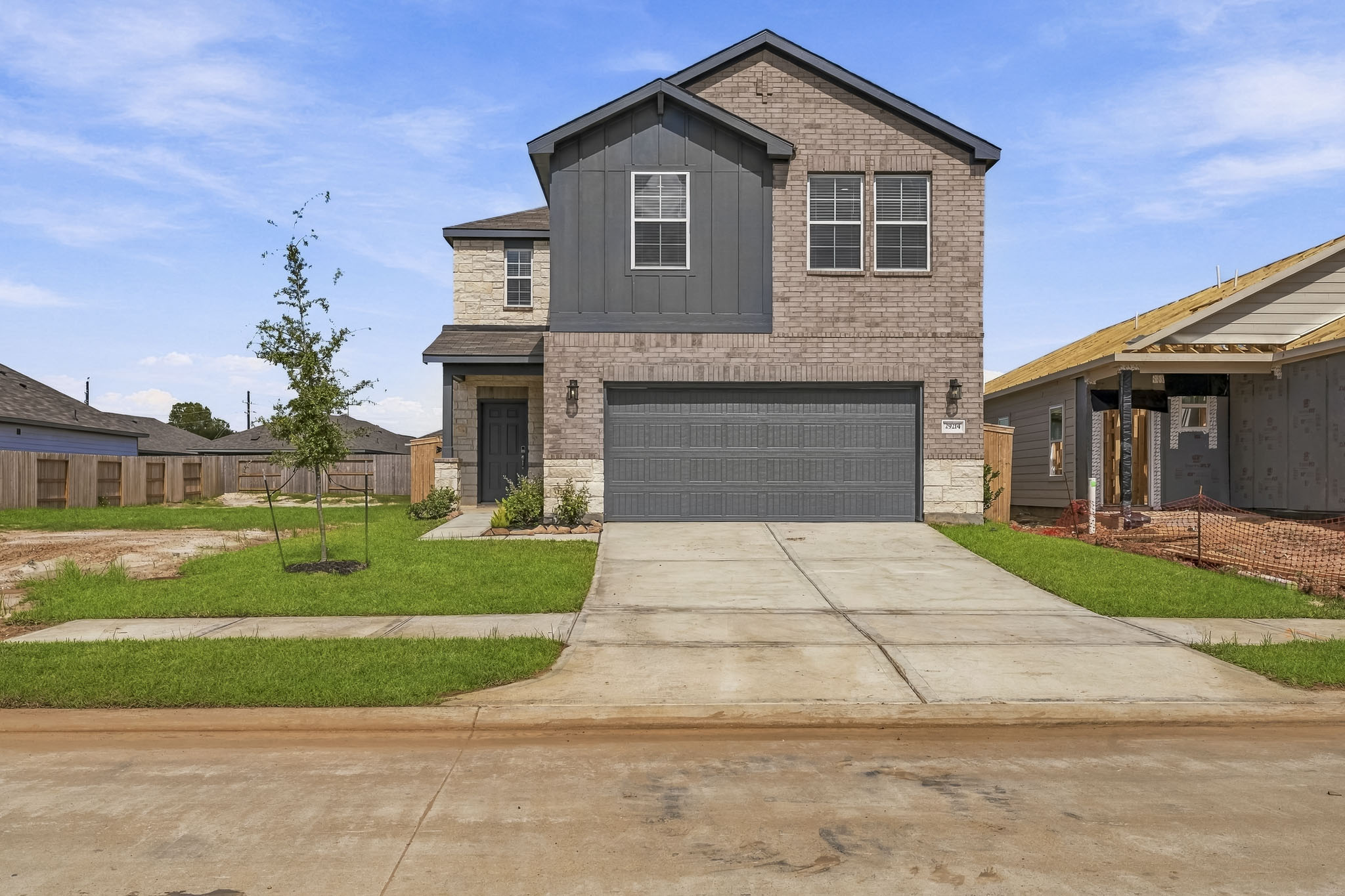 A house with a garage.