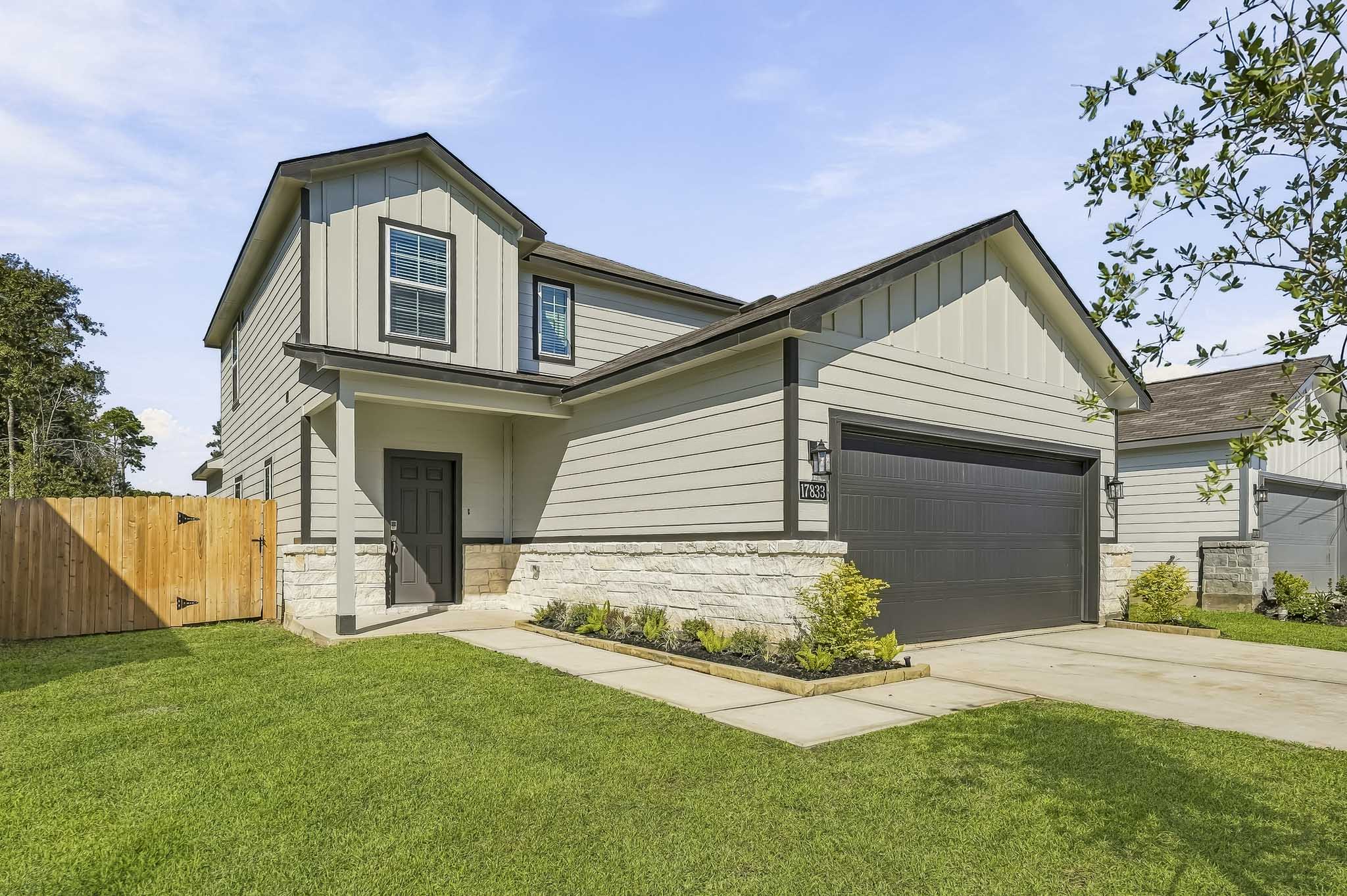 A house with a garage.