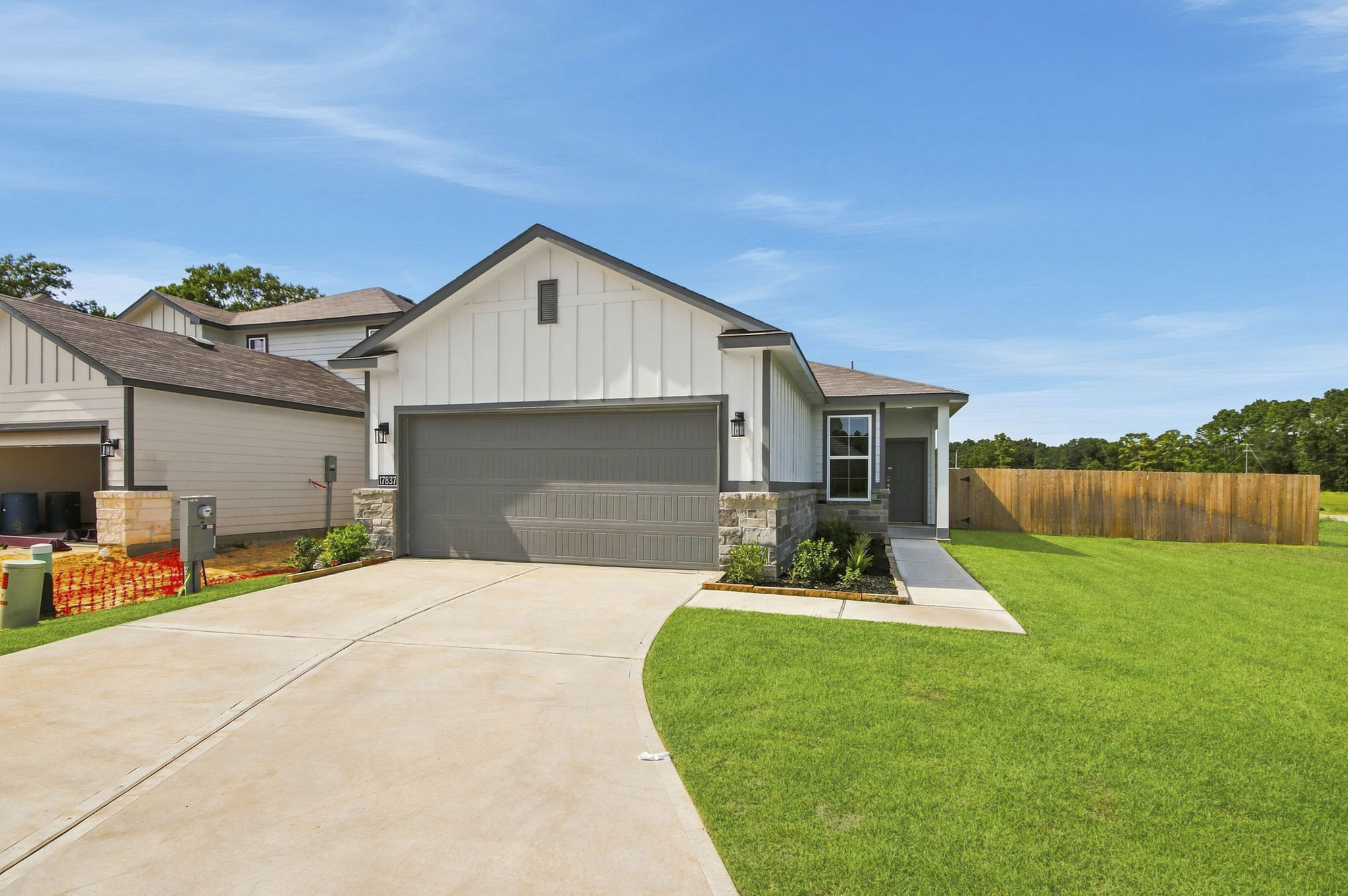 A house with a driveway.