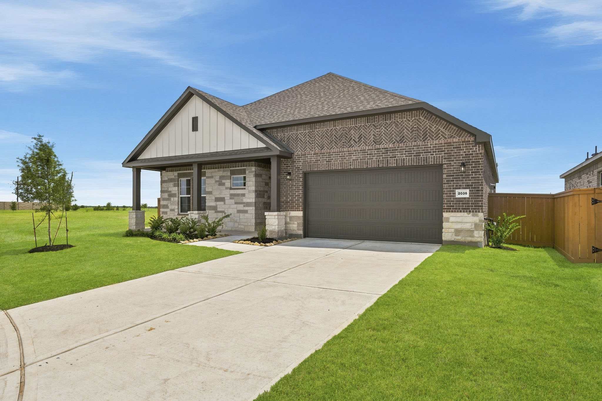 A house with a garage.