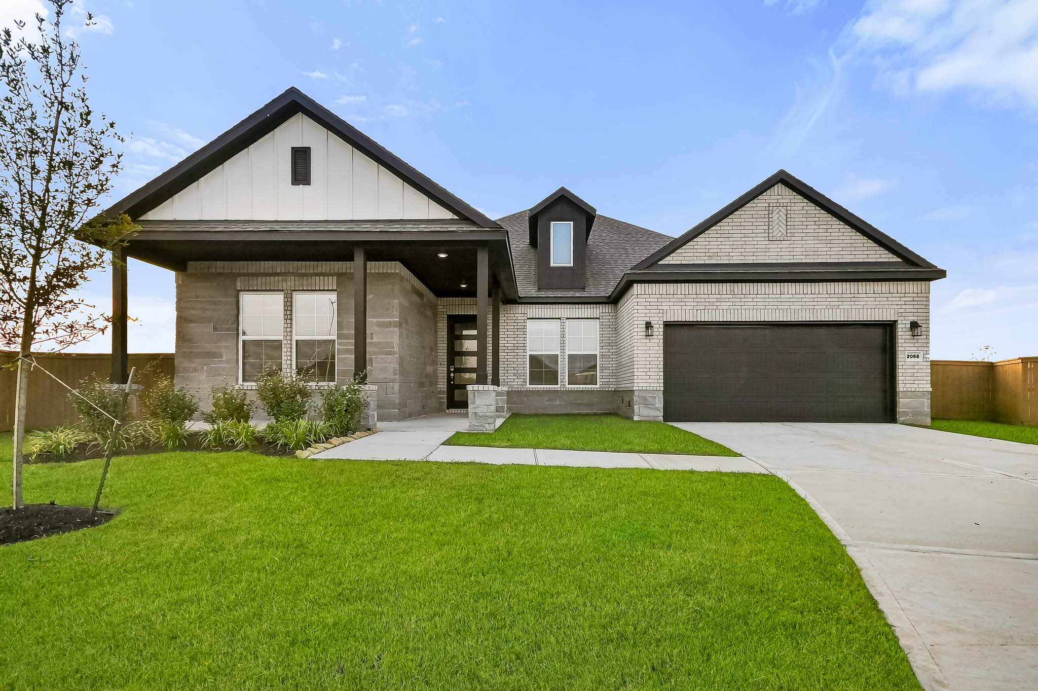 A house with a driveway.