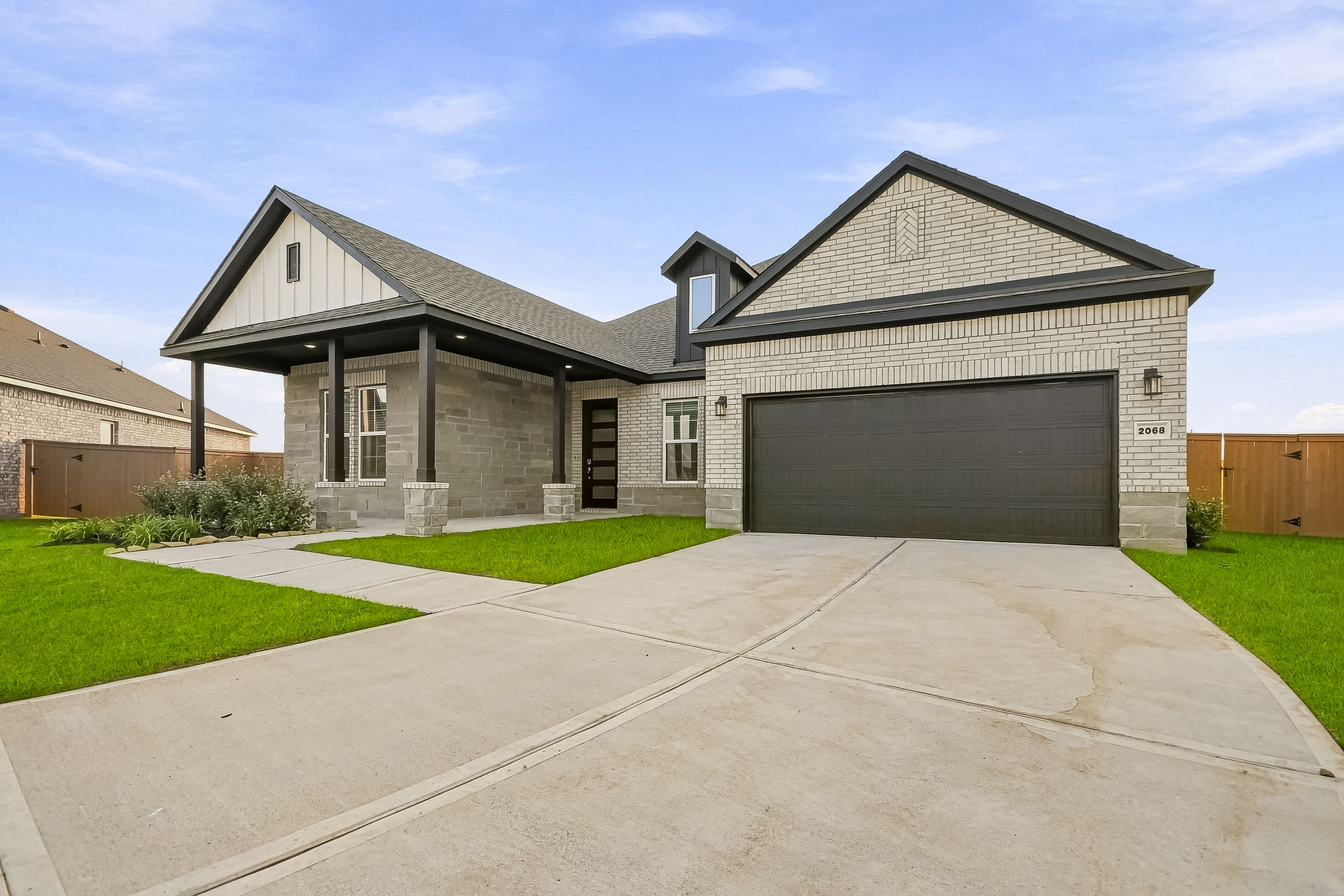 A house with a garage.