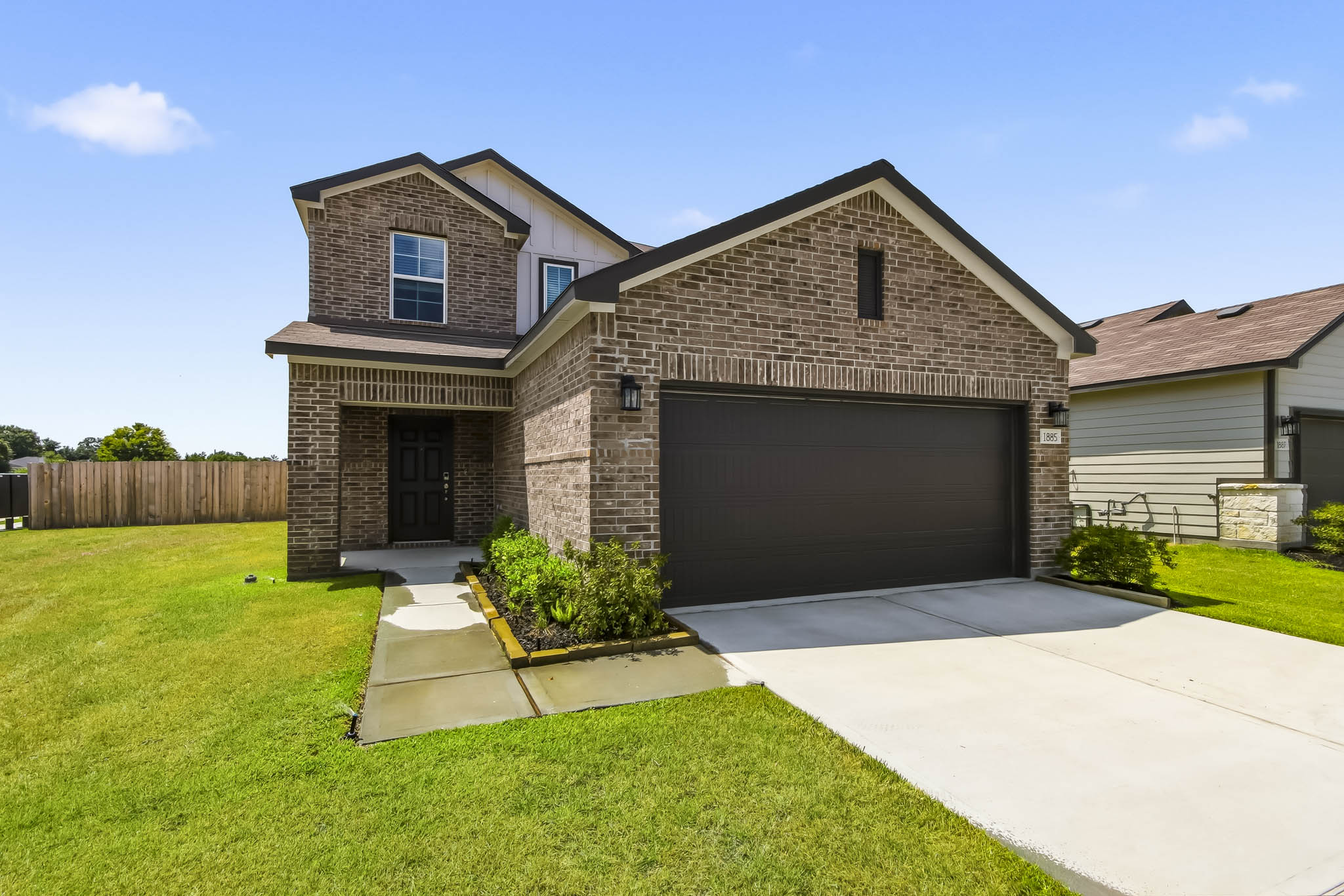 A house with a garage.