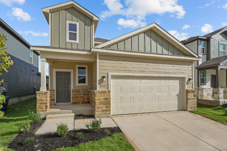 A house with a garage.