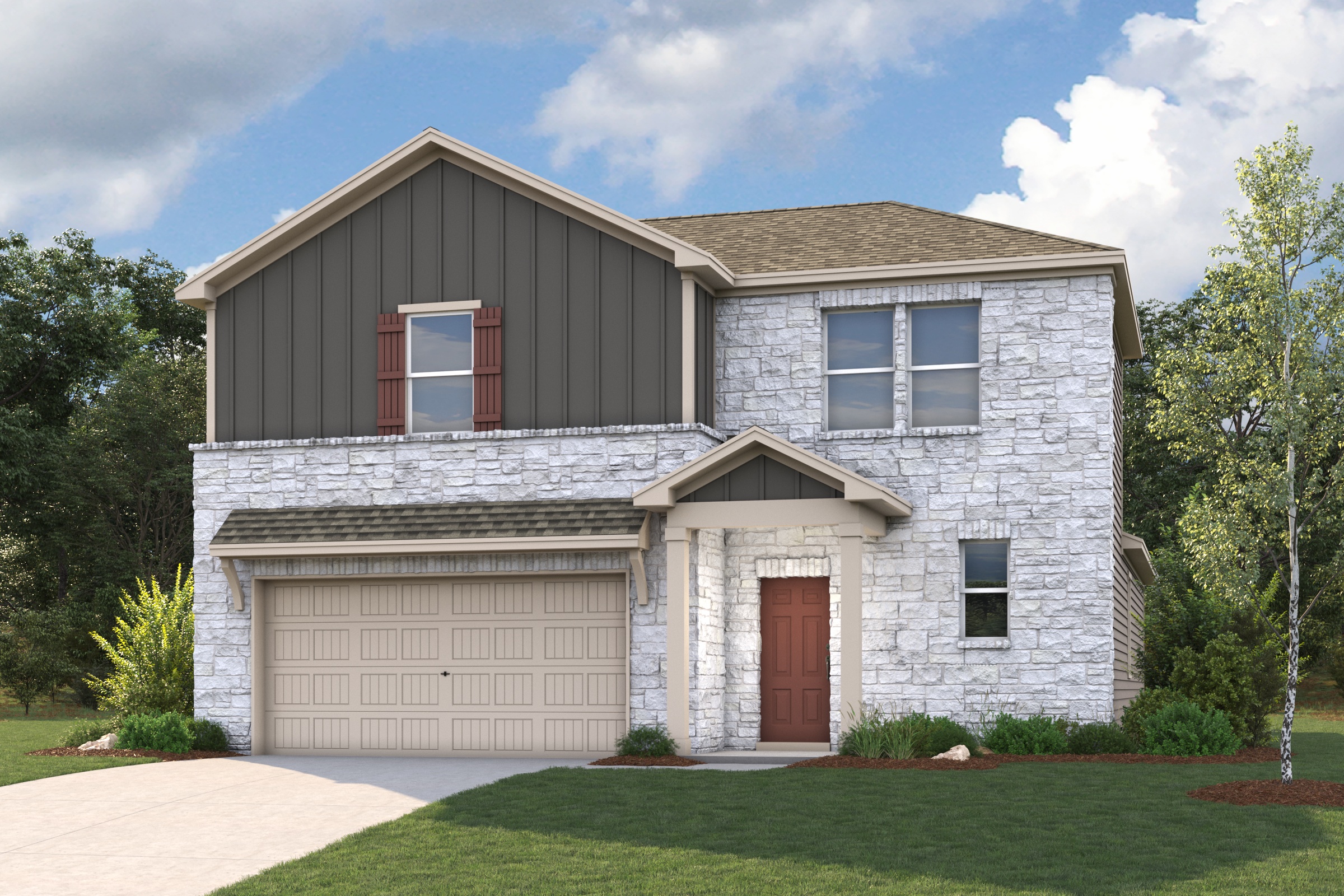 A house with a garage.