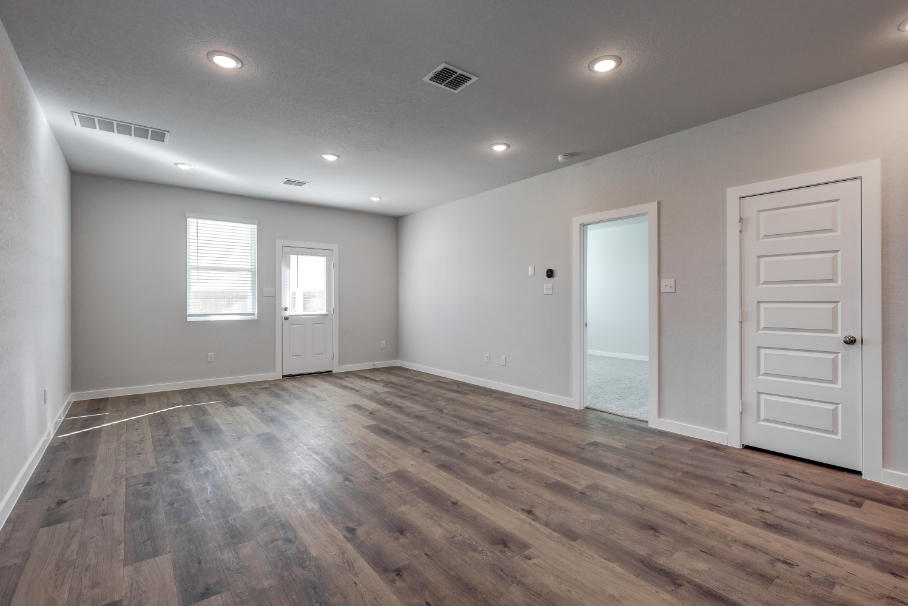 A room with white doors.