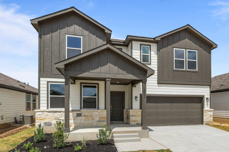 A house with a garage.