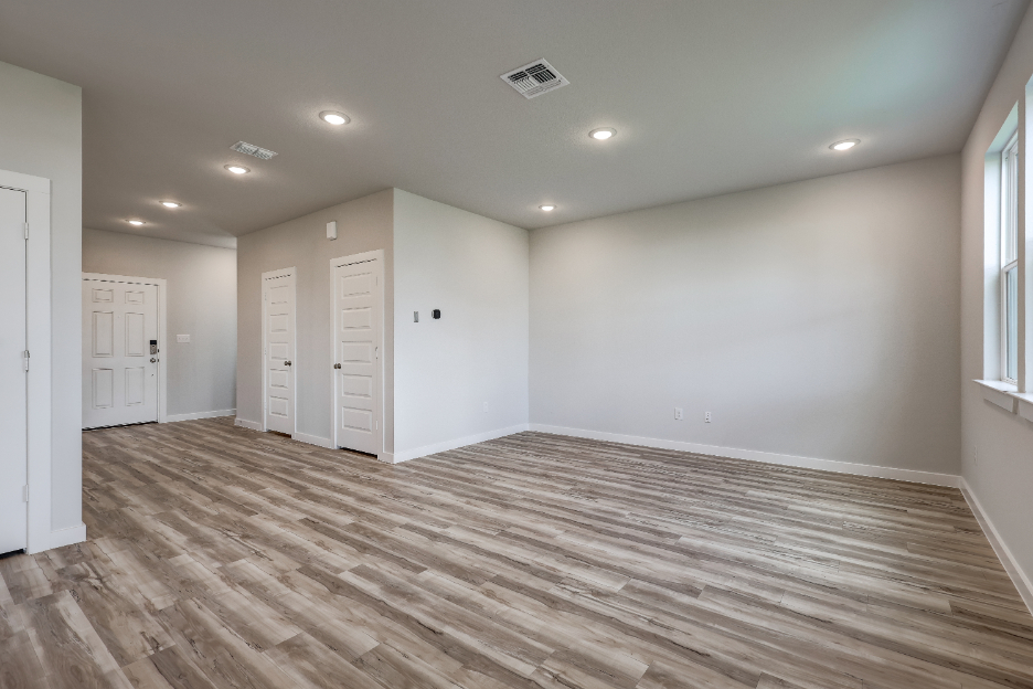 A room with white doors.