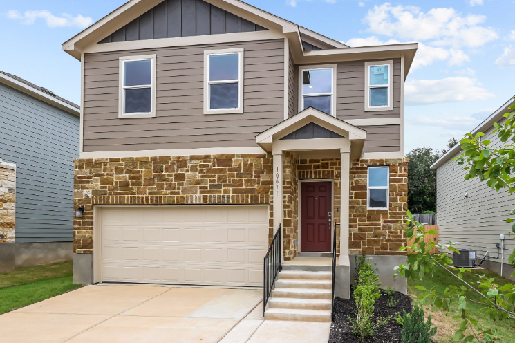 A house with a garage.