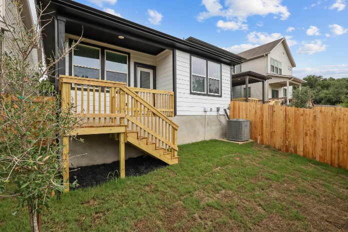 A house with a deck.