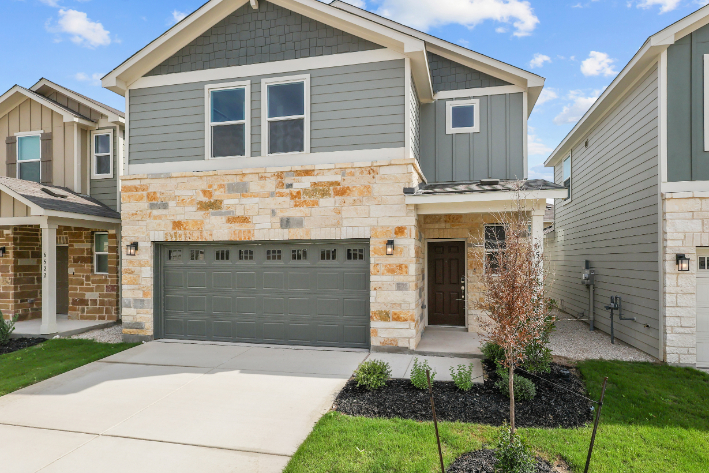 A house with a garage.