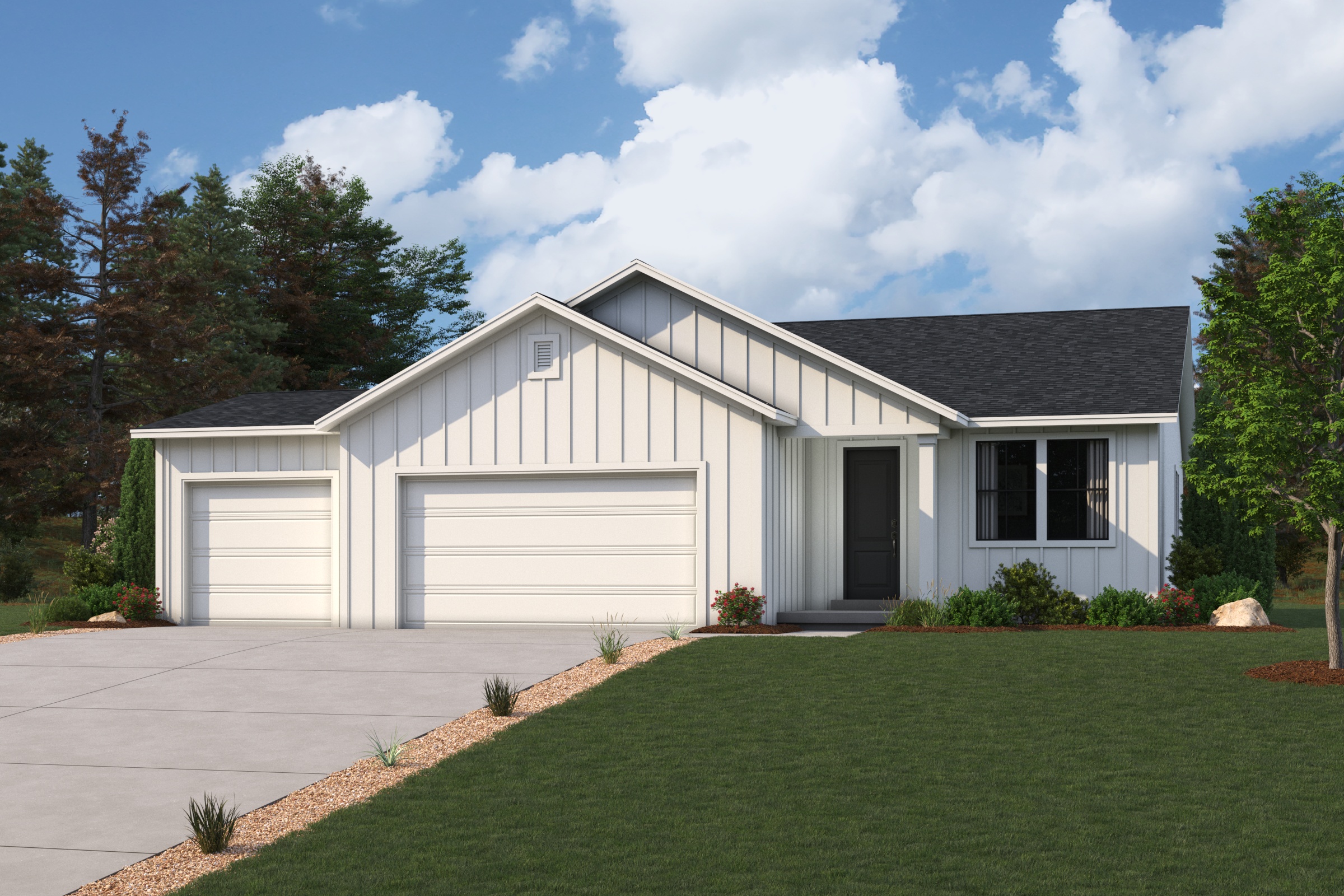 A house with a garage.