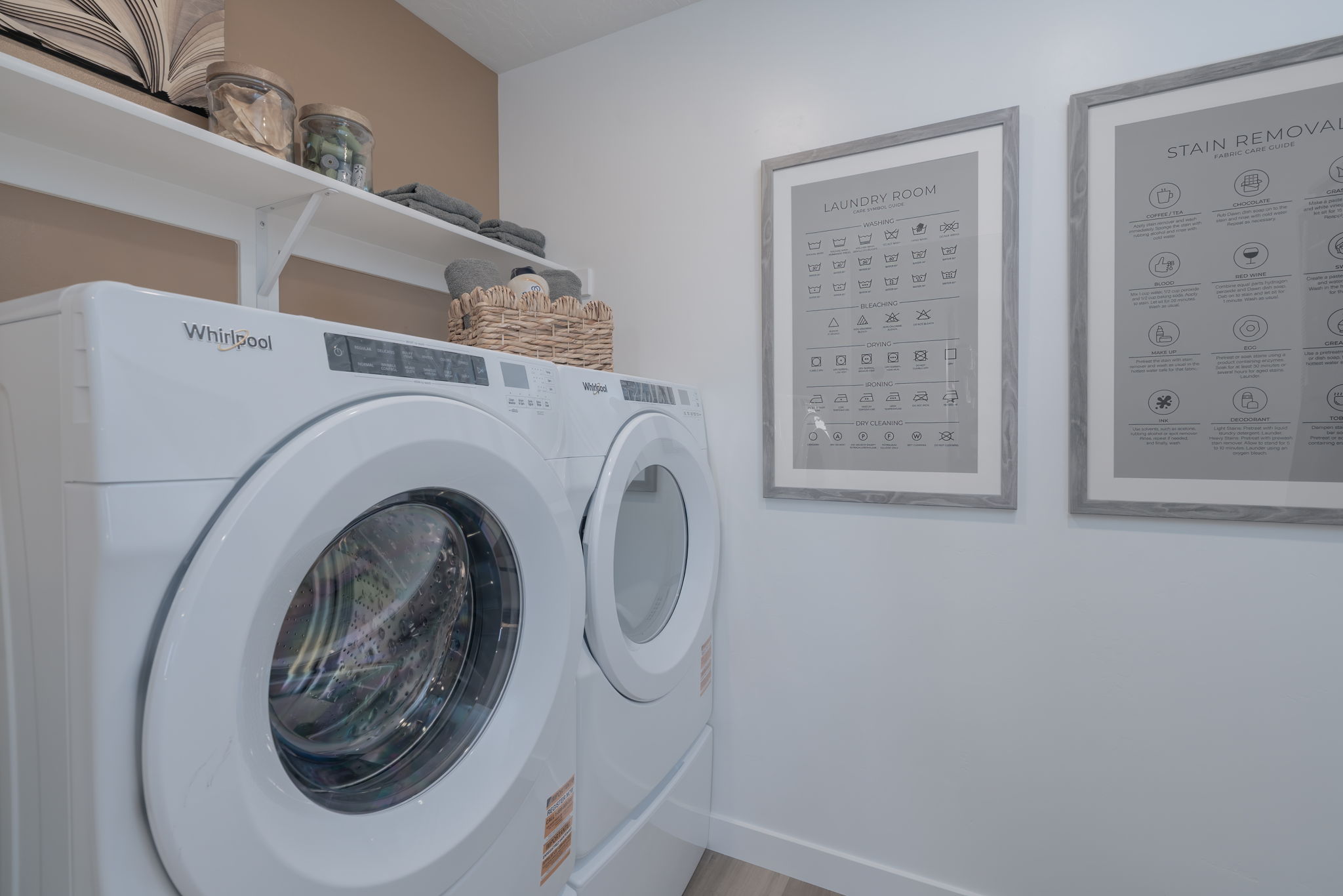 A dryer in a room.
