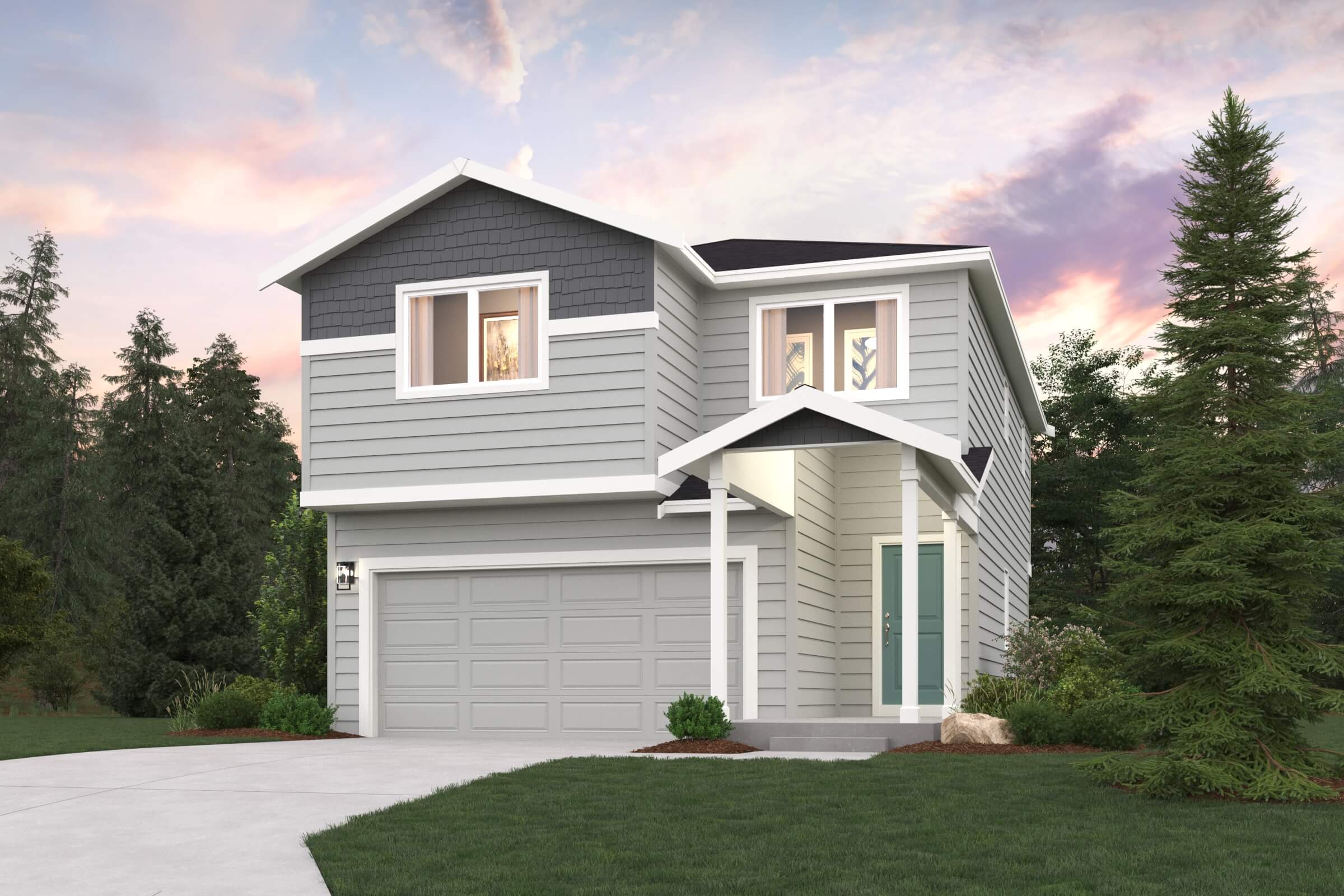 A house with a garage.