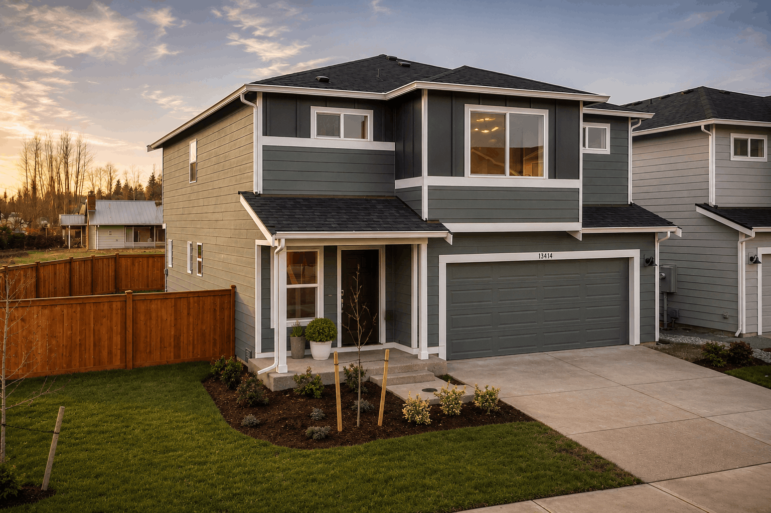 A house with a garage.