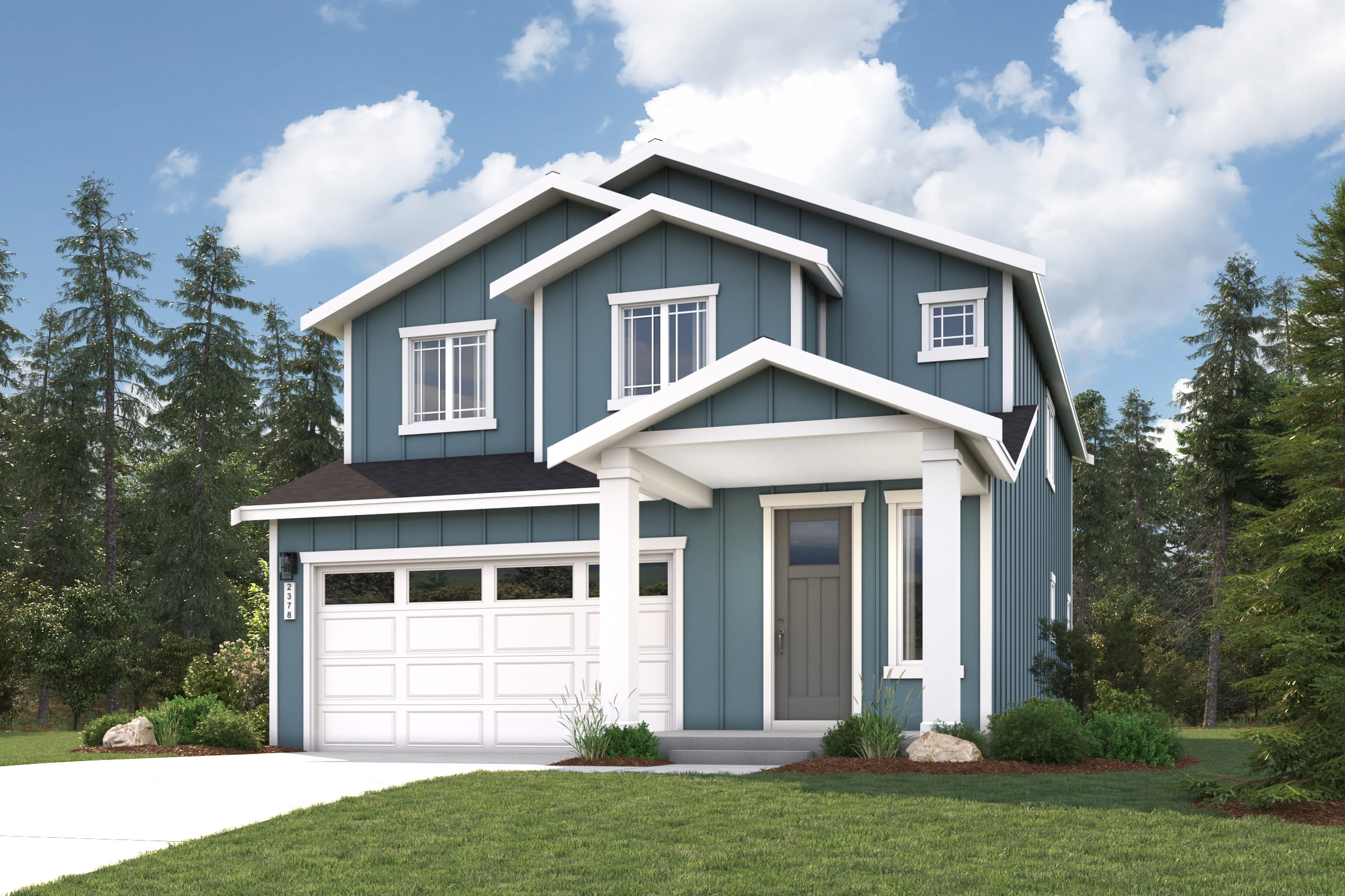 A house with a garage.