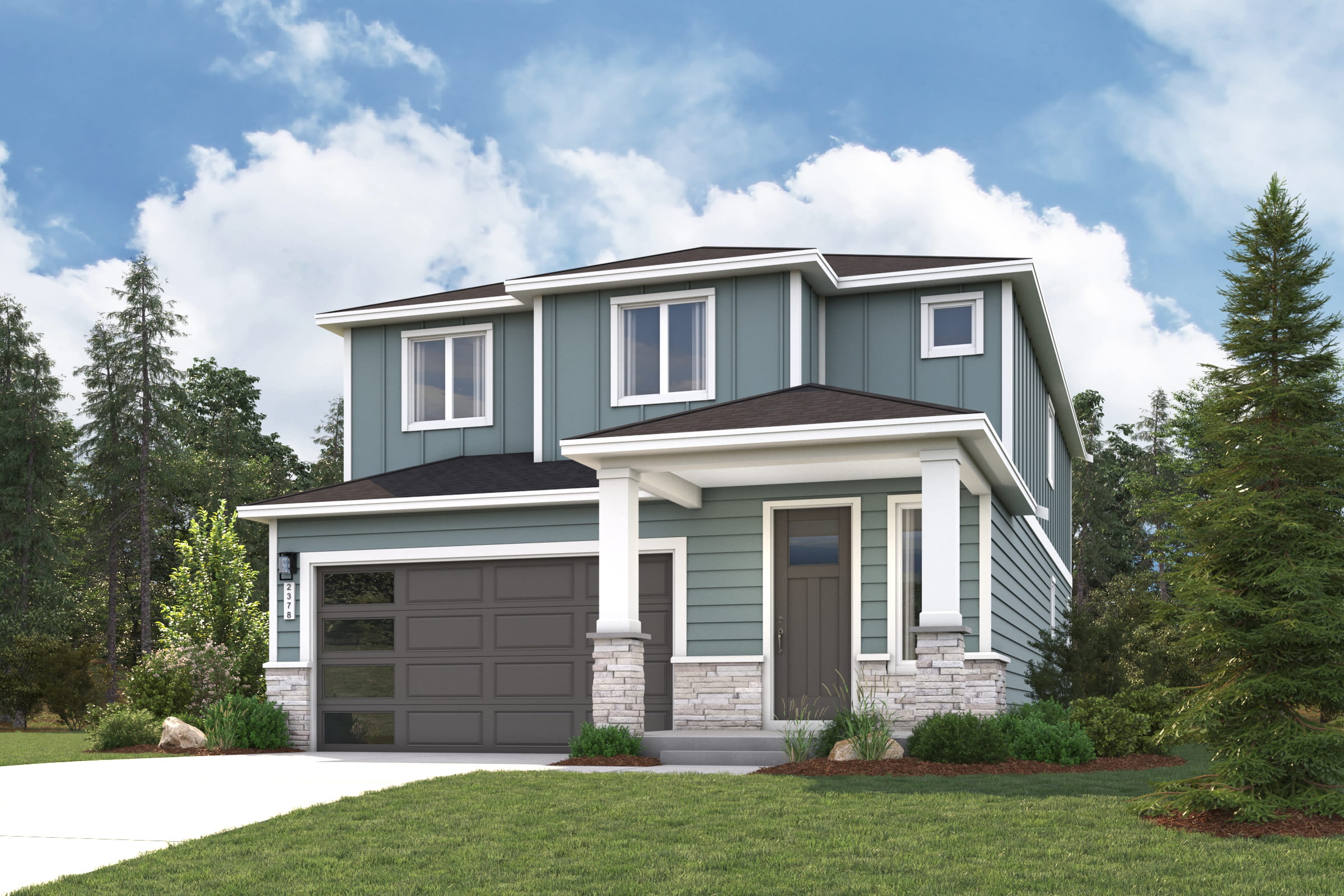 A house with a garage.