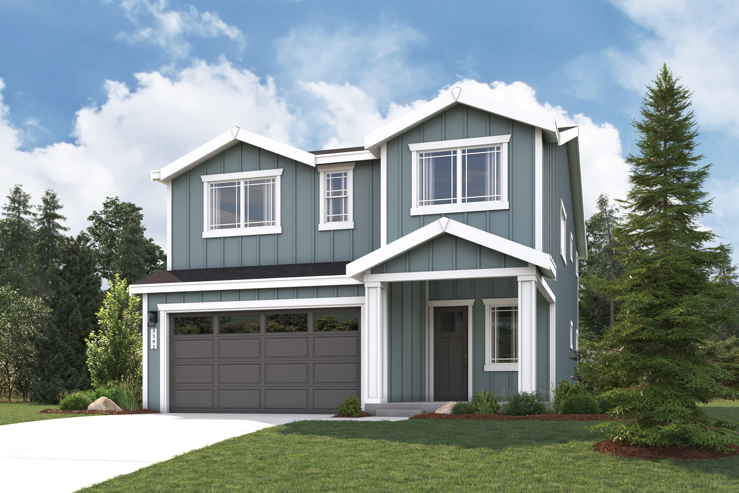 A house with a garage.