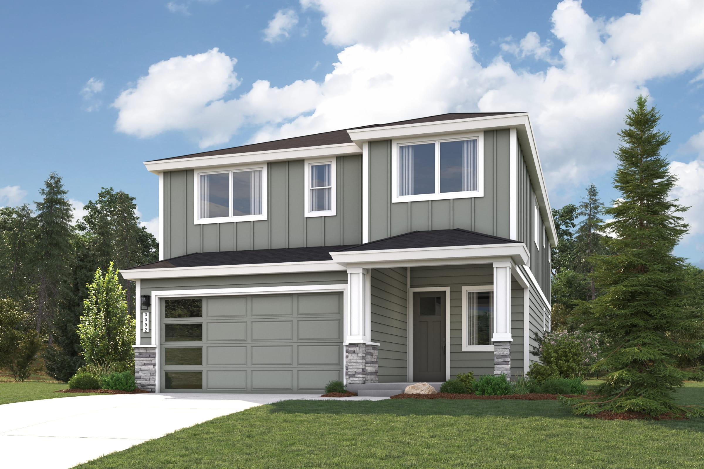 A house with a garage.