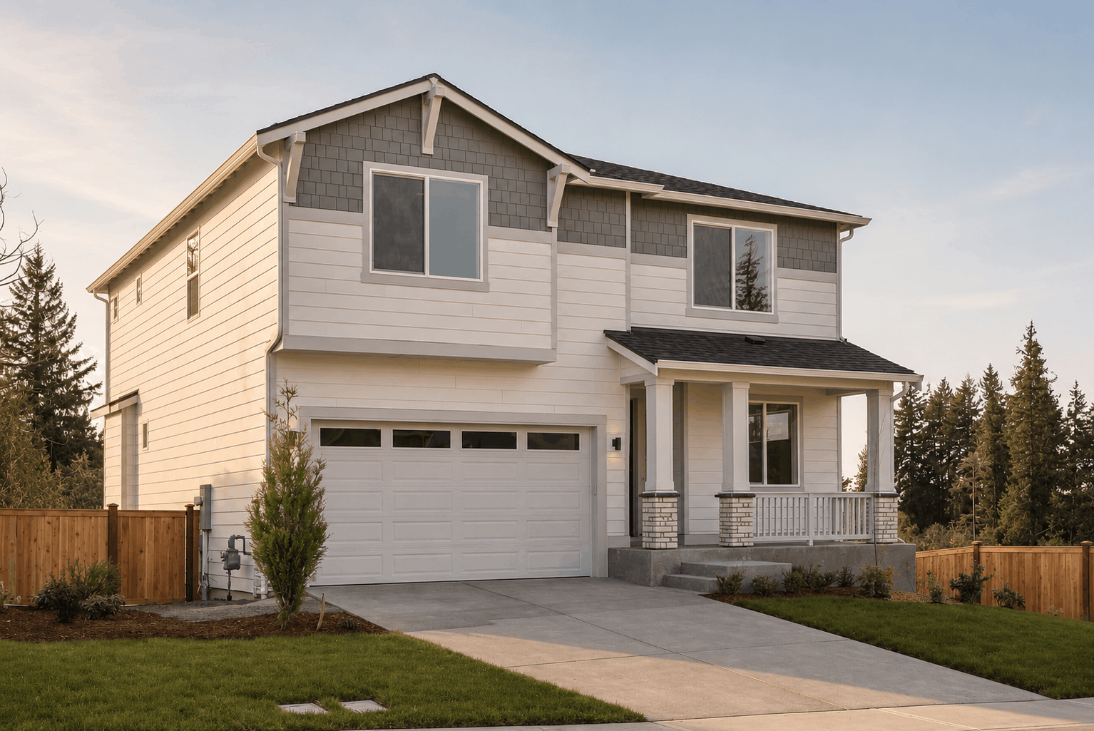 A house with a garage.