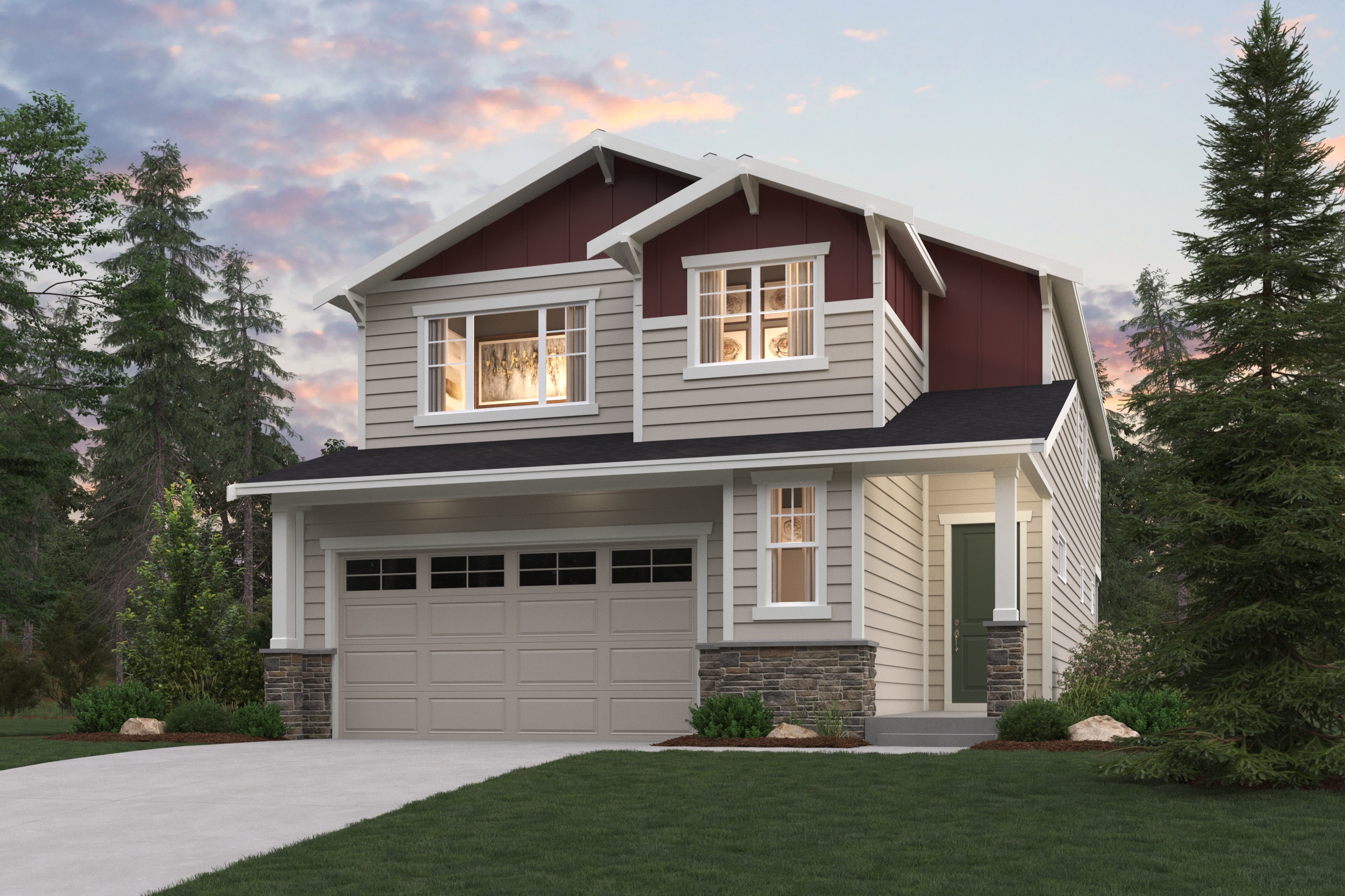 A house with a garage.