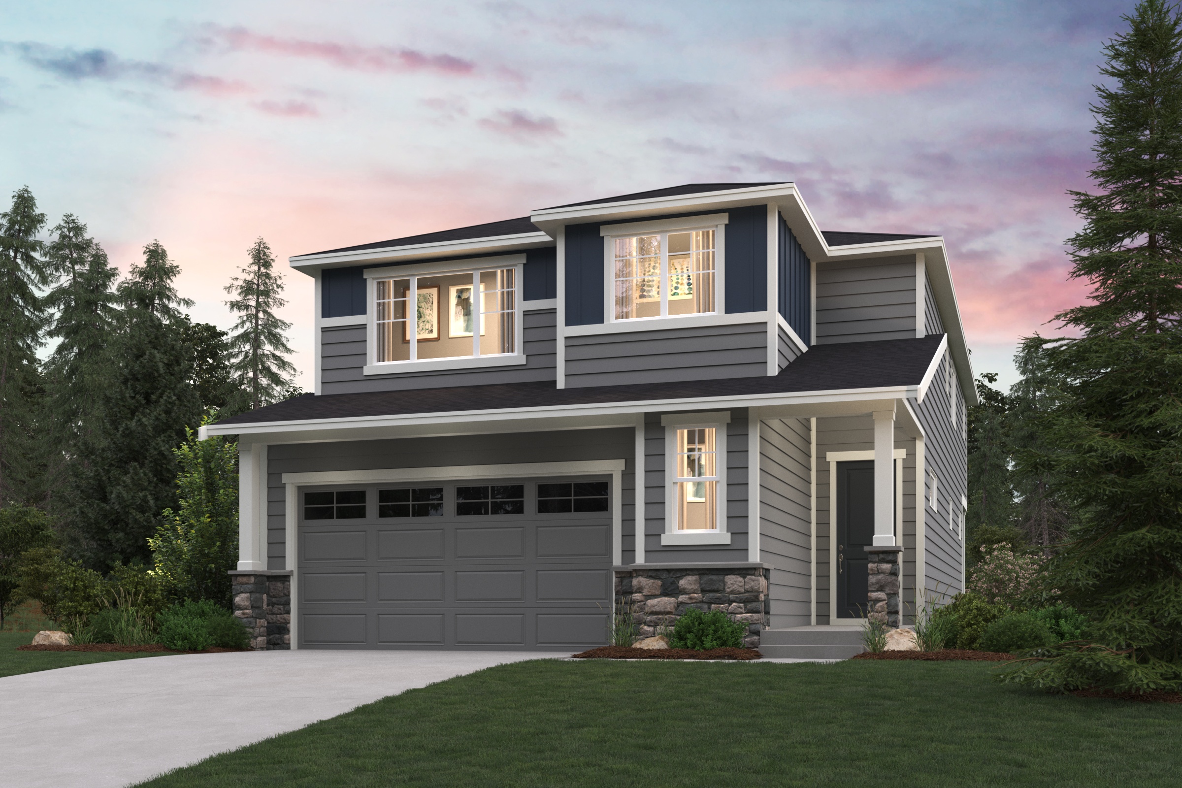 A house with a garage.