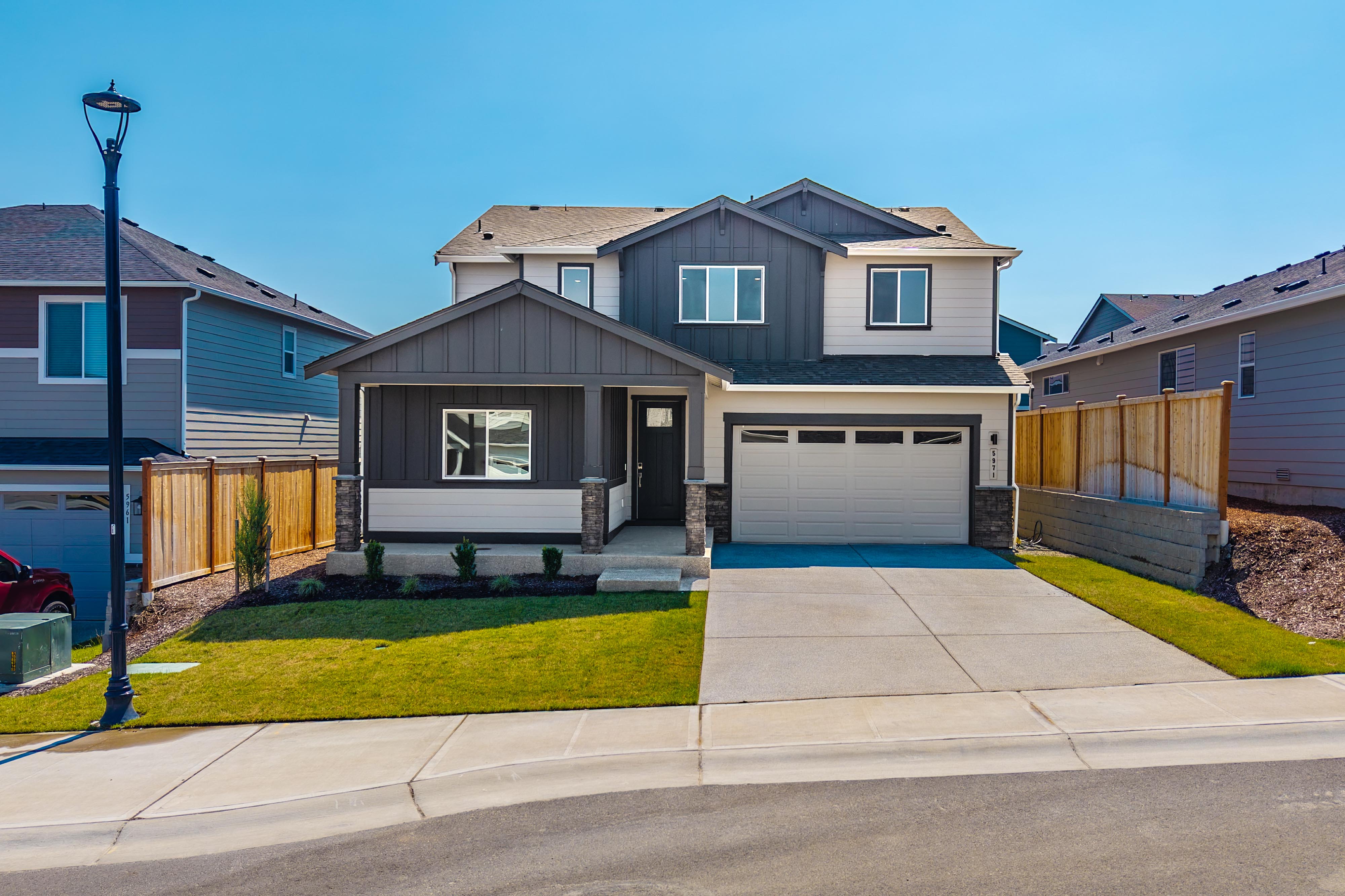 A house with a garage.