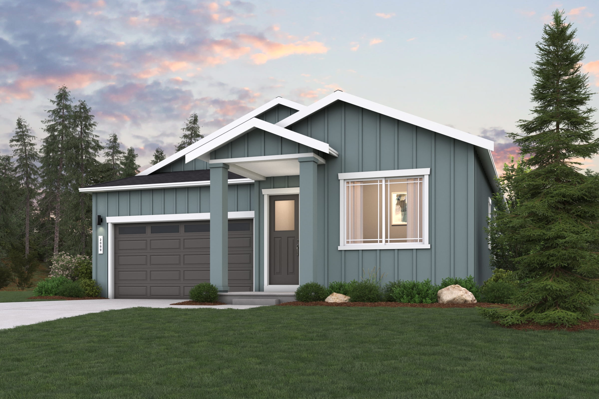 A house with a garage.