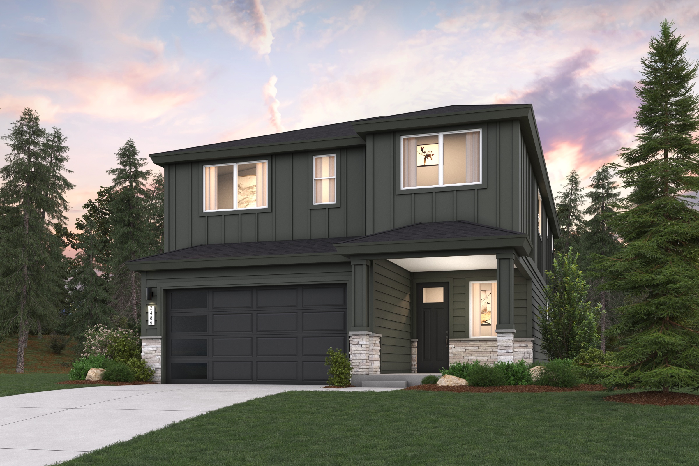 A house with a garage.