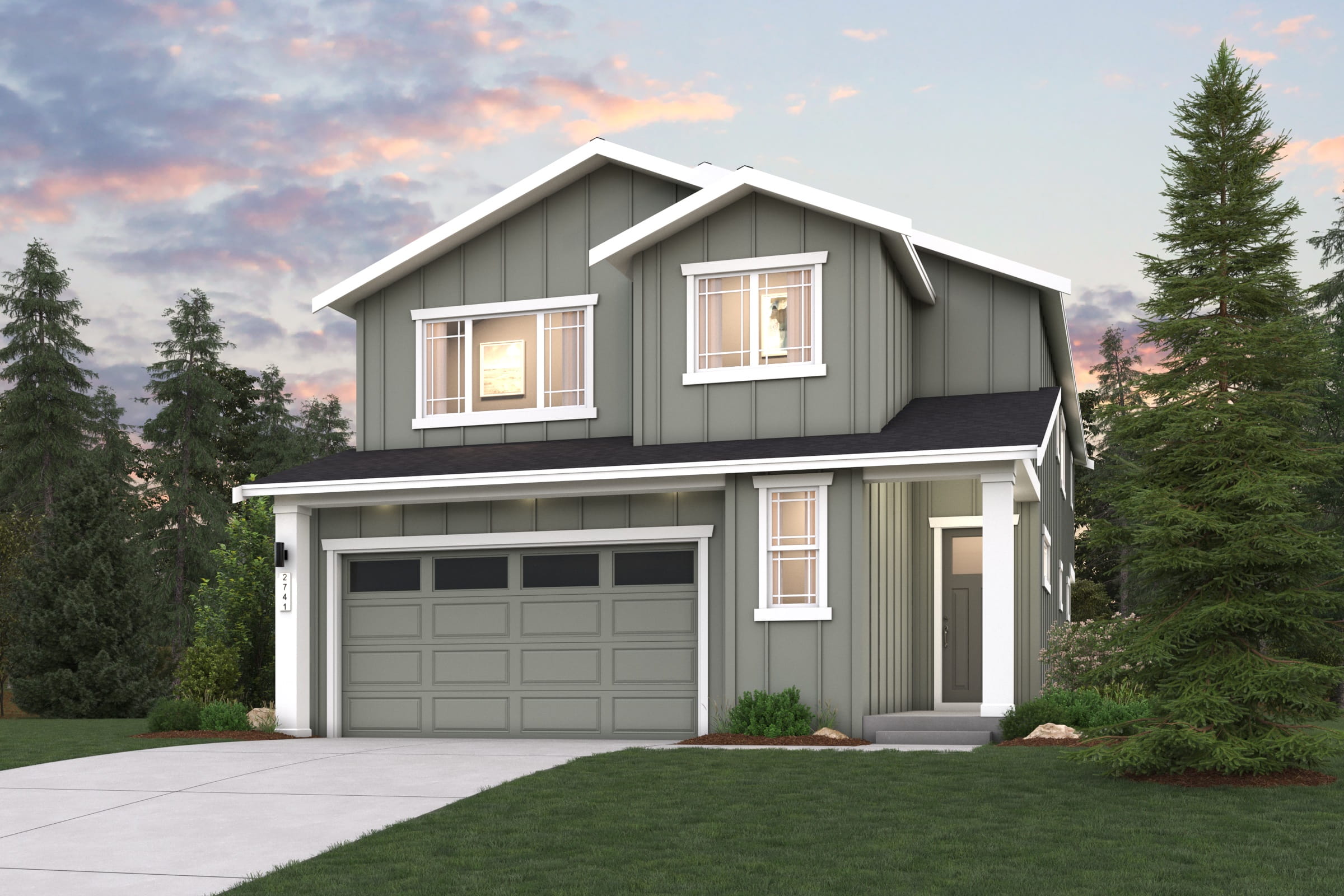 A house with a garage.