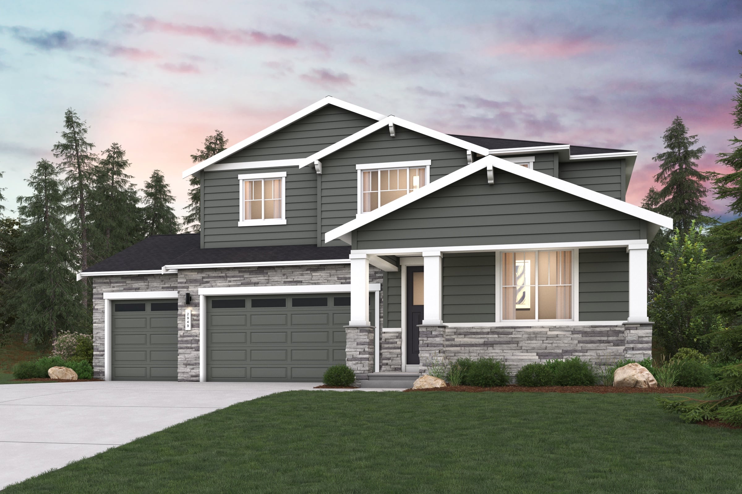 A house with a garage.