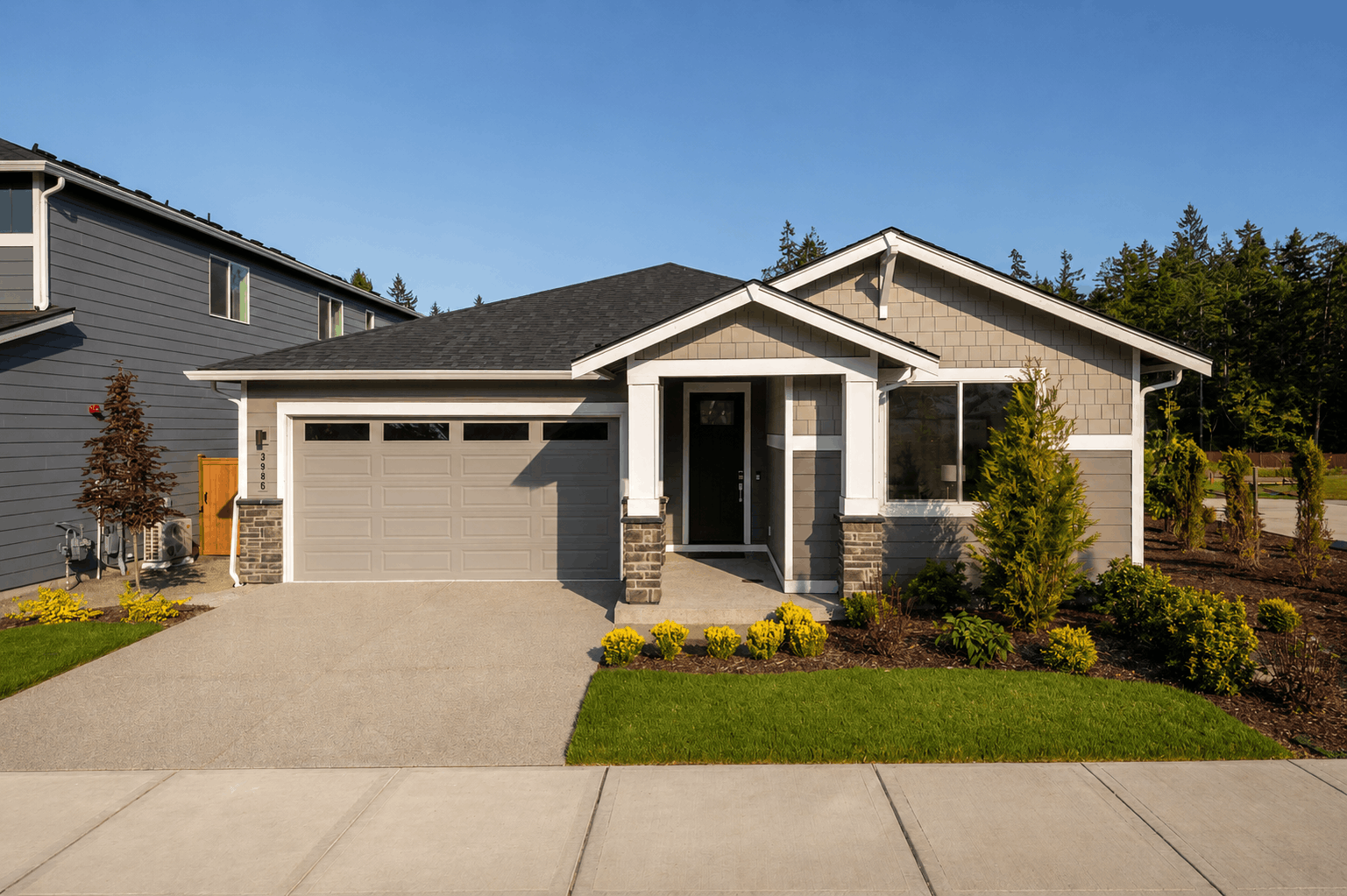 A house with a garage.