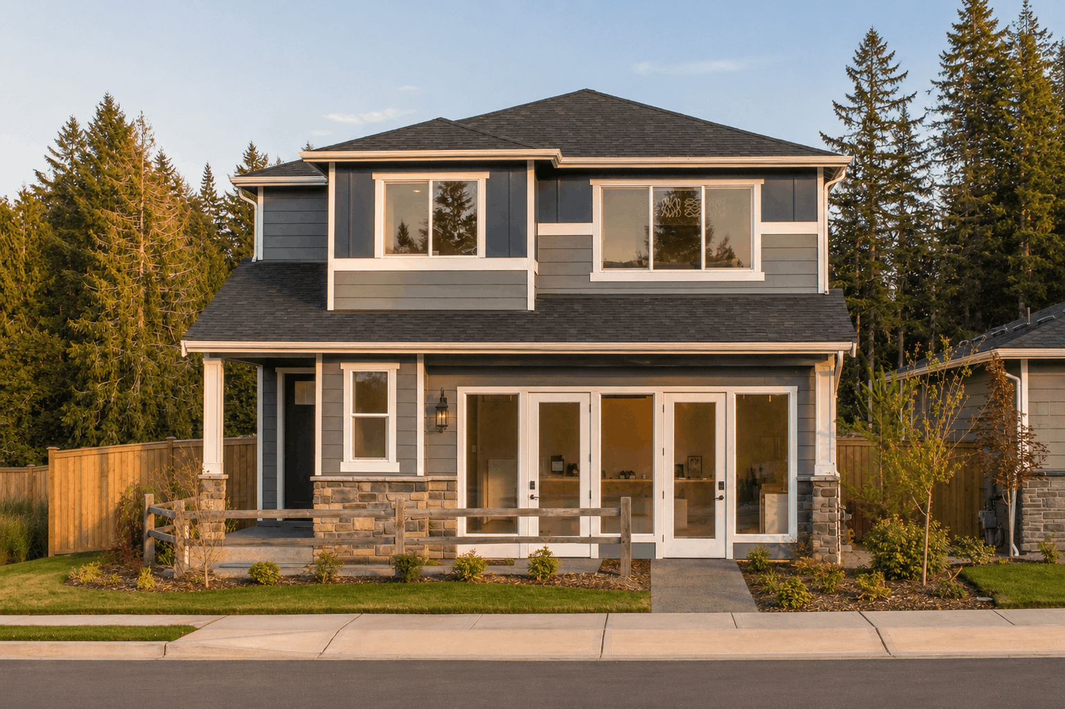 A house with a porch.