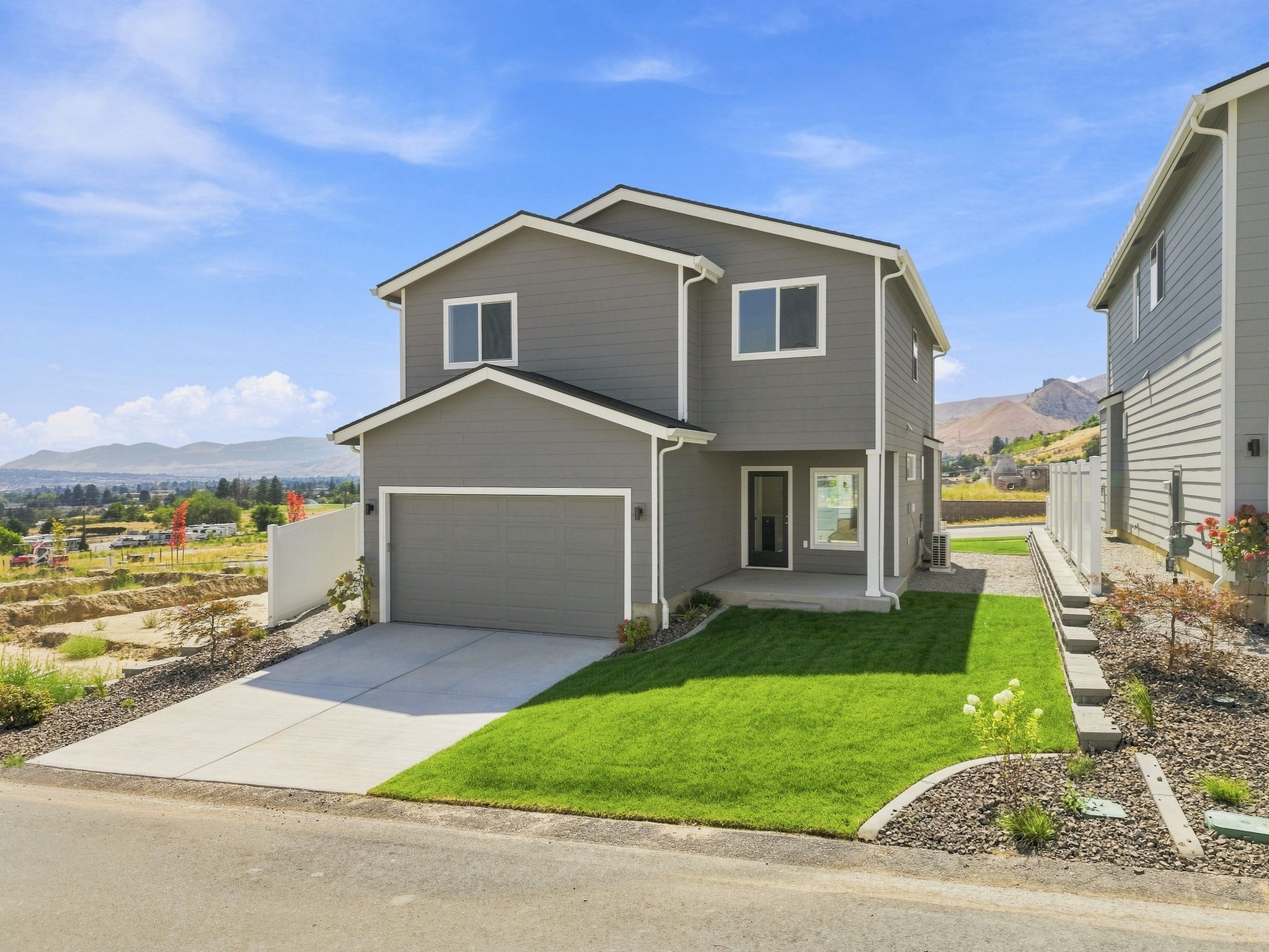 A house with a garage.