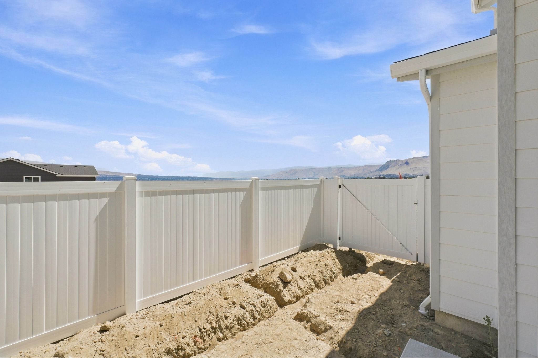 A row of white fences.