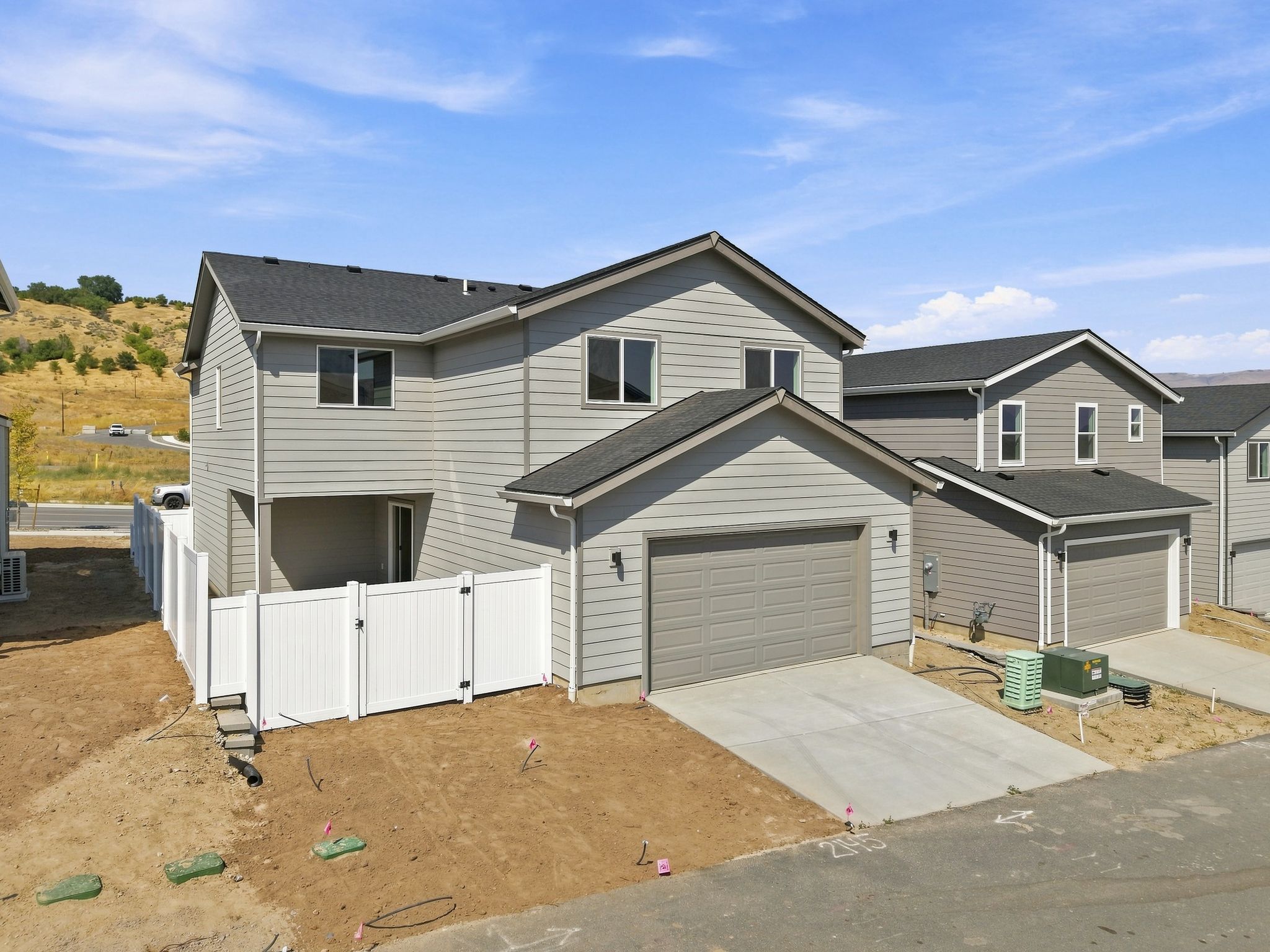 A house with a garage.