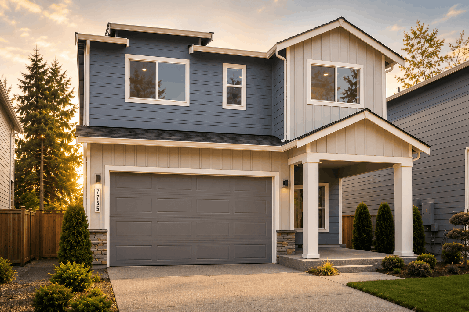 A house with a garage.