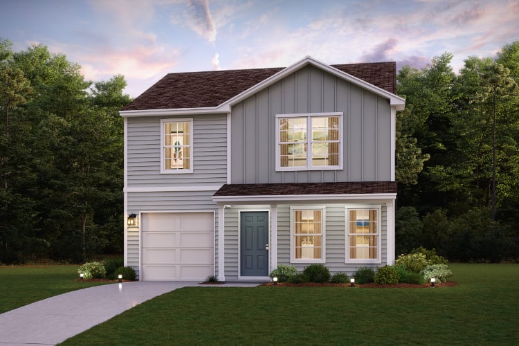 A house with a driveway.