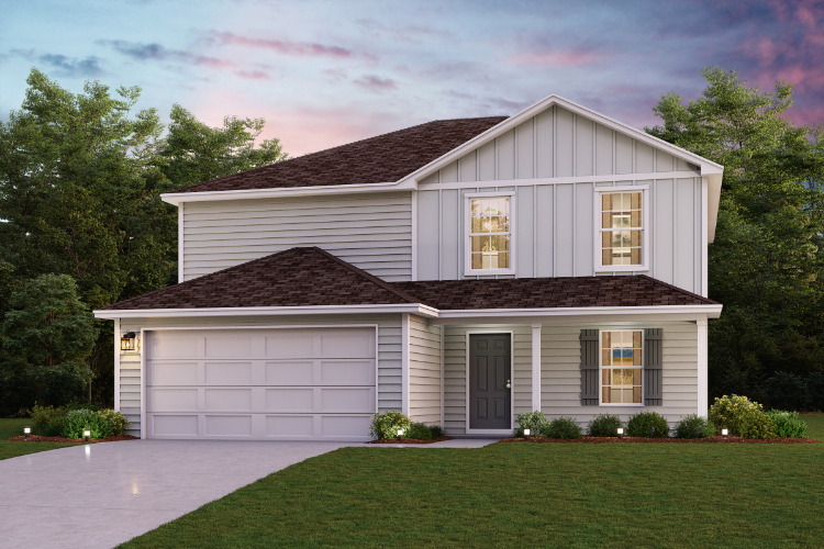 A house with a garage with American Gothic House in the background.