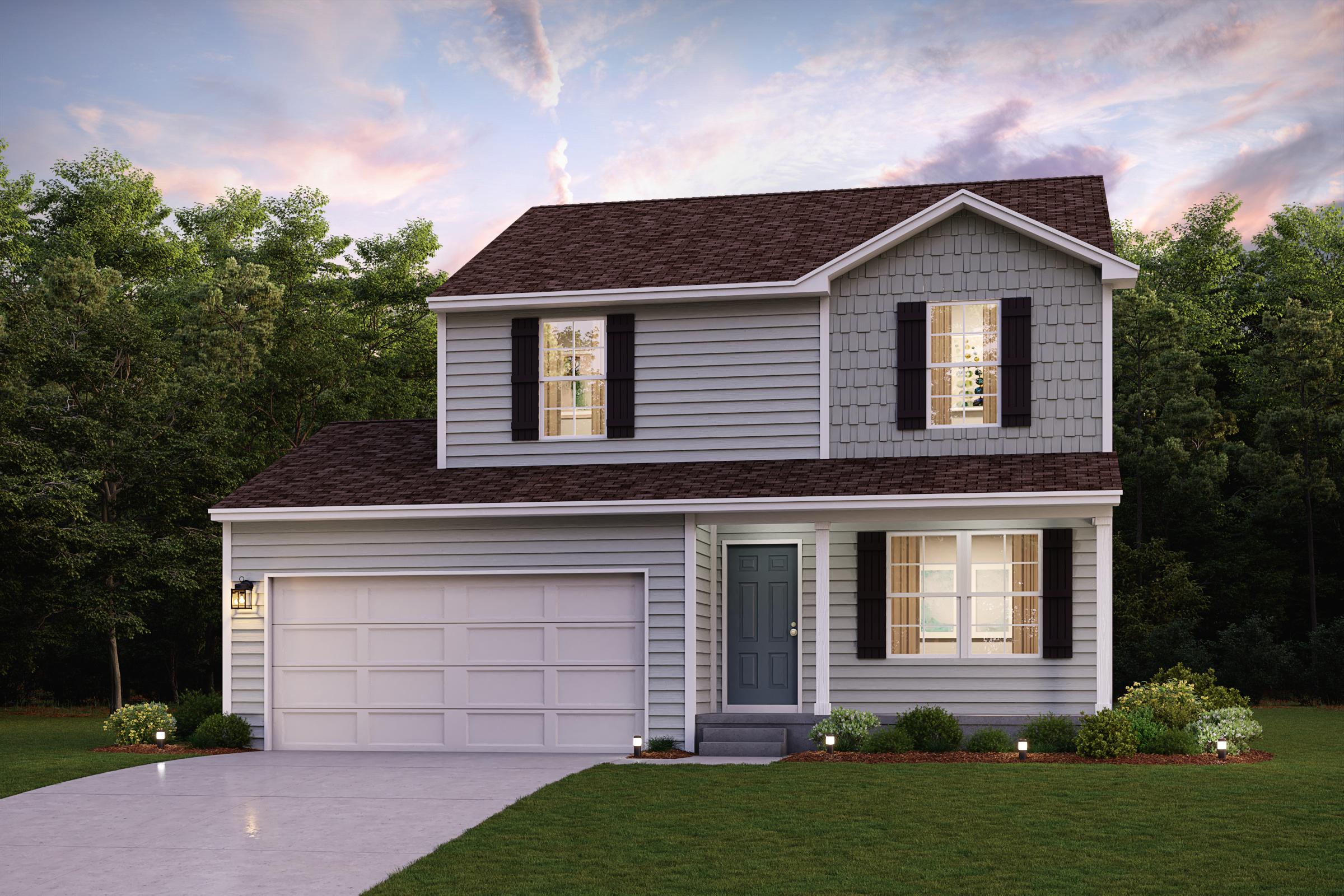 A house with a garage.