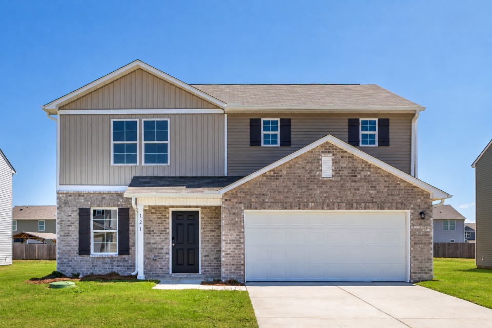 A house with a garage.