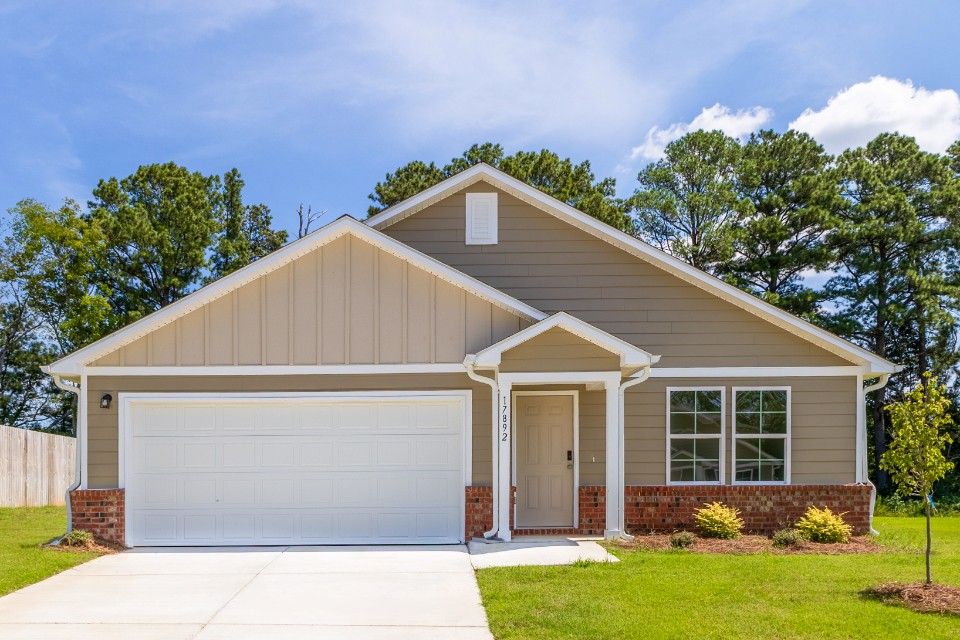 A house with a garage.