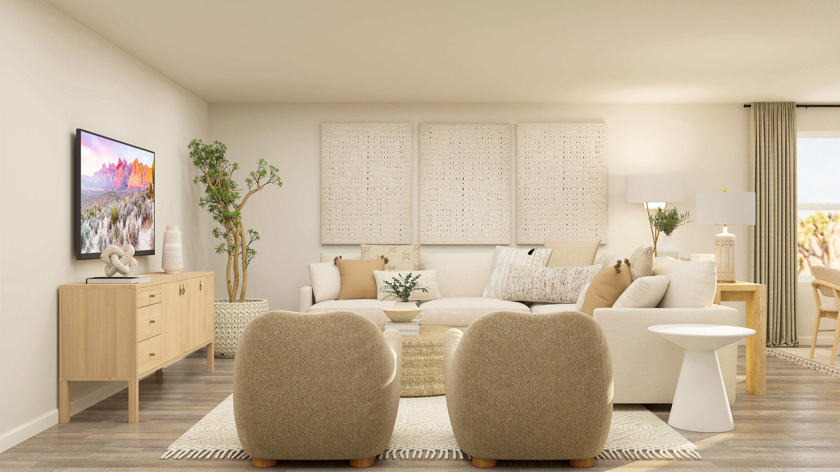 A living room with a couch and chairs.