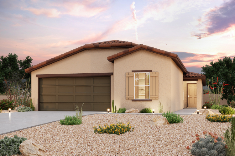A house with a garage.